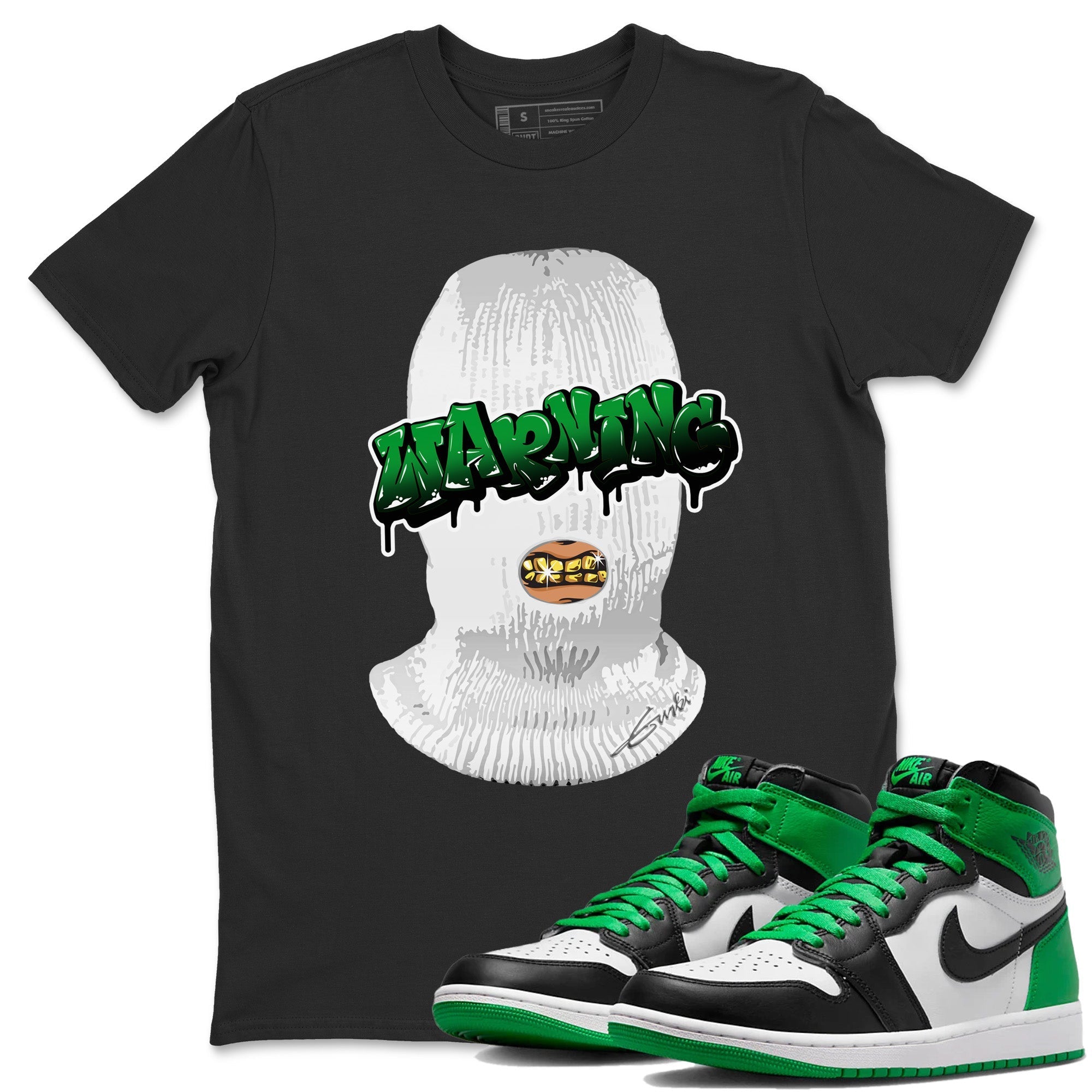 Air Jordan 1 Celtics Sneaker Match Tees Warning Streetwear Sneaker Shirt Air Jordan 1 Retro Celtics Sneaker Release Tees Unisex Shirts Black 1