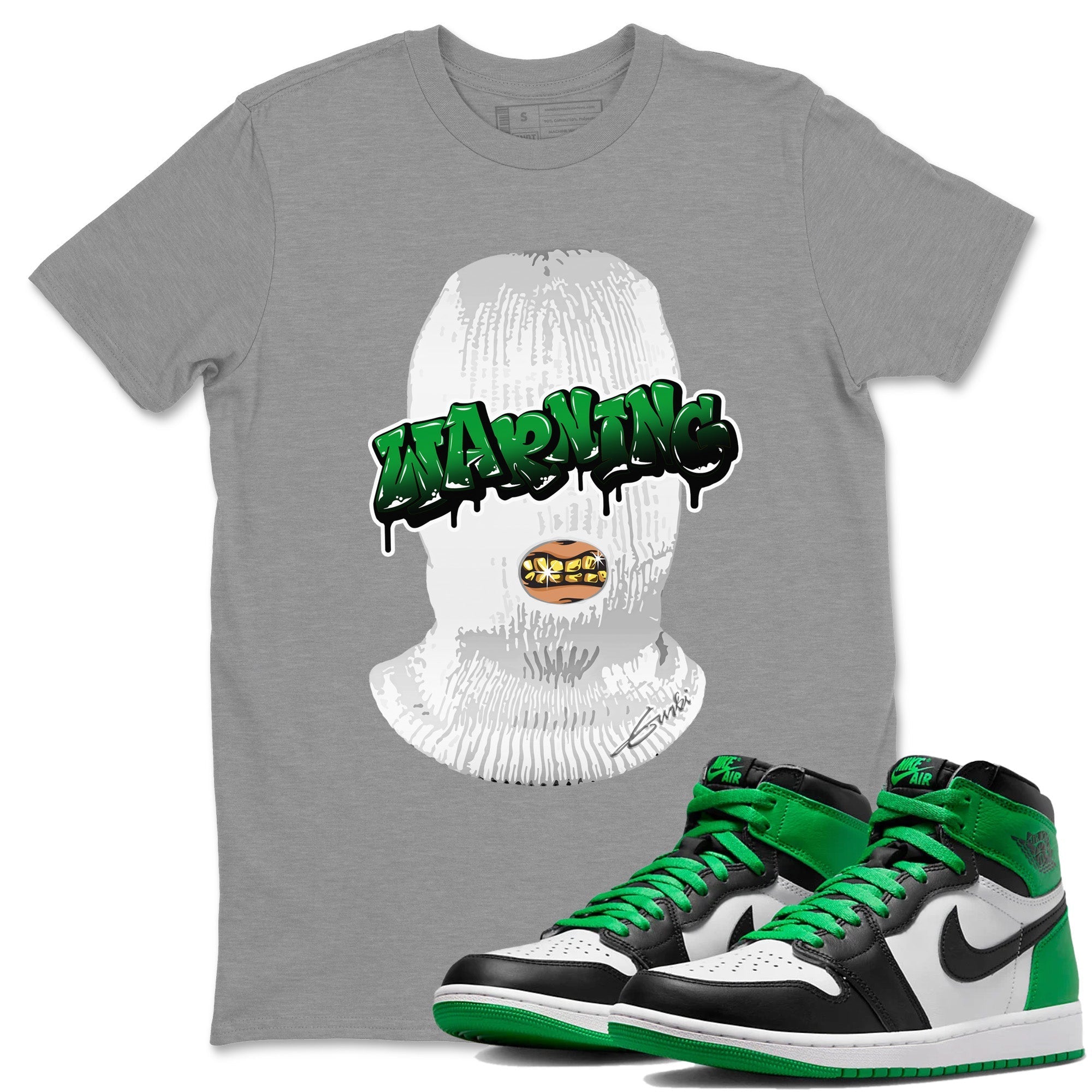 Air Jordan 1 Celtics Warning Crew Neck Streetwear Sneaker Shirt Air Jordan 1 Retro Celtics Sneaker T-Shirts Size Chart