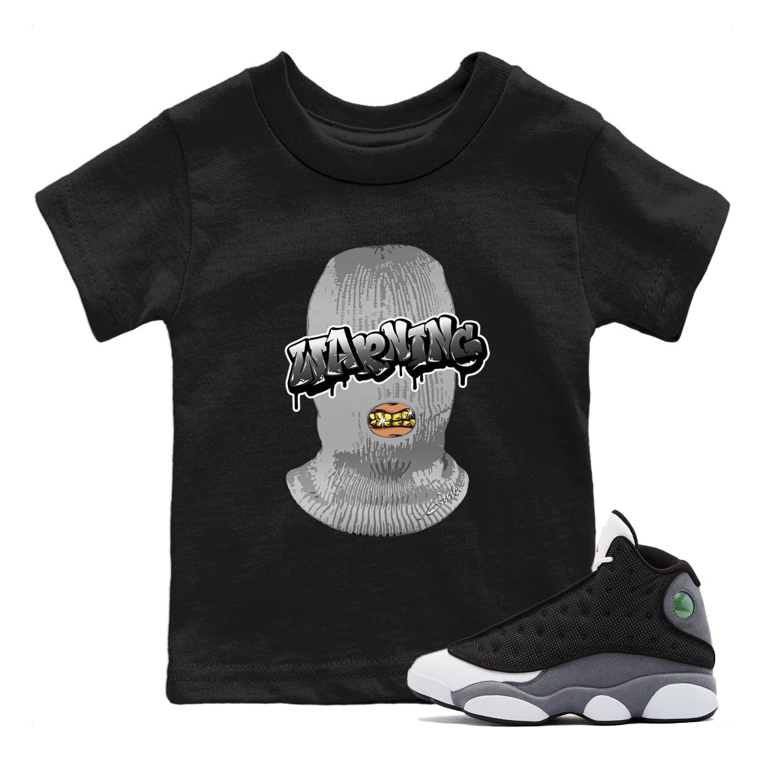 Air Jordan 13 Black Flint Sneaker Match Tees Warning Streetwear Sneaker Shirt Air Jordan 13 Black Flint Sneaker Release Tees Kids Shirts Black 1