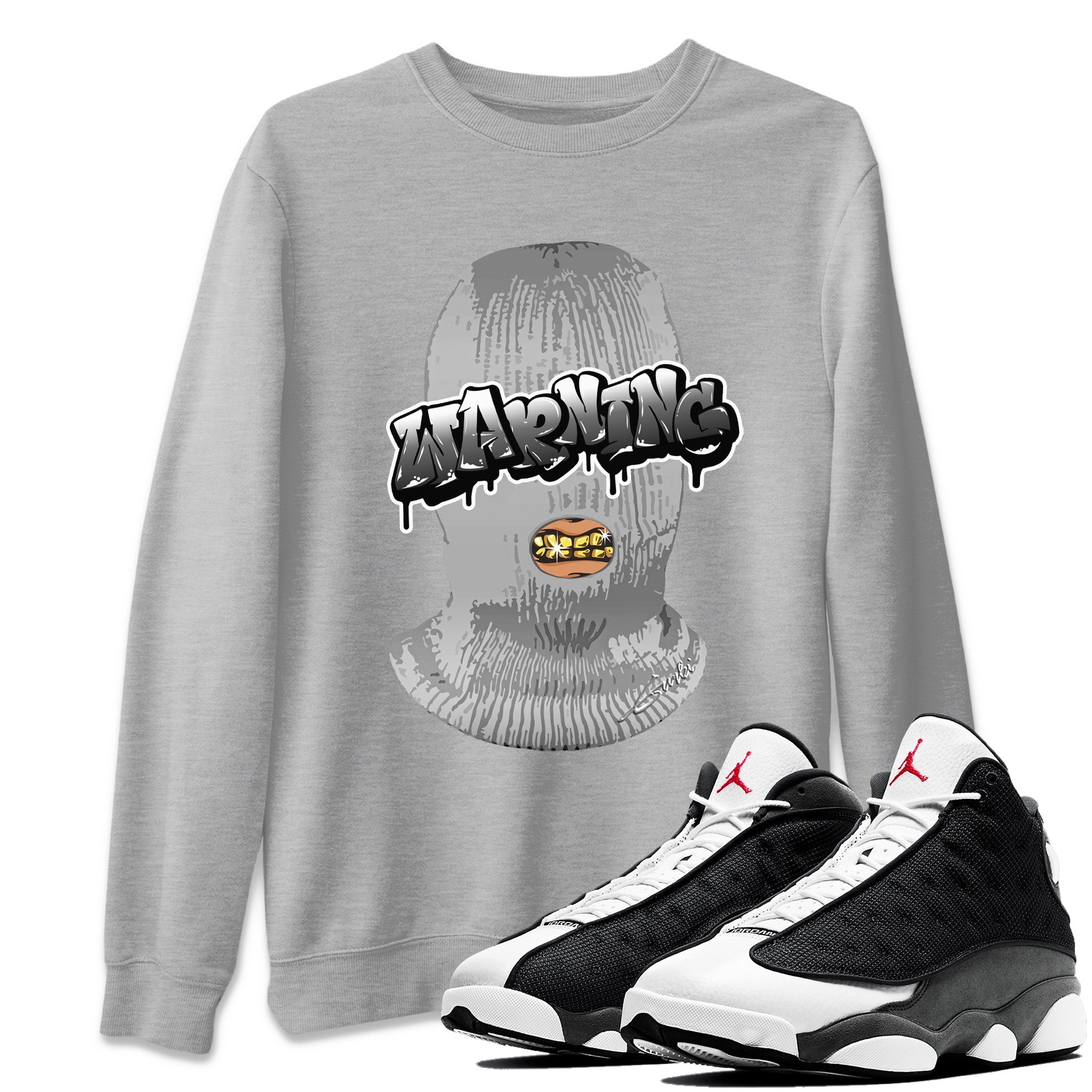 Air Jordan 13 Black Flint Sneaker Match Tees Warning Streetwear Sneaker Shirt Air Jordan 13 Black Flint Sneaker Release Tees Unisex Shirts Heather Grey 1