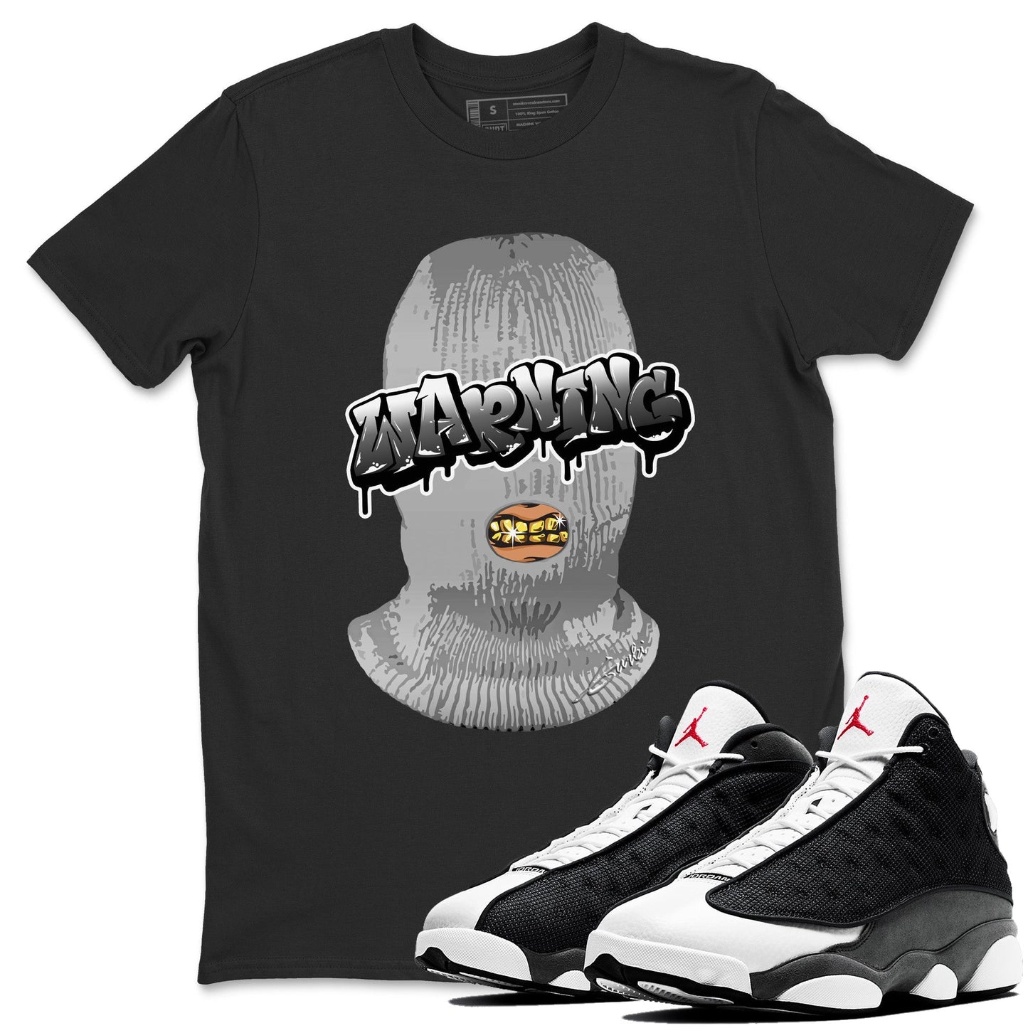 Air Jordan 13 Black Flint Sneaker Match Tees Warning Streetwear Sneaker Shirt Air Jordan 13 Black Flint Sneaker Release Tees Unisex Shirts Black 1