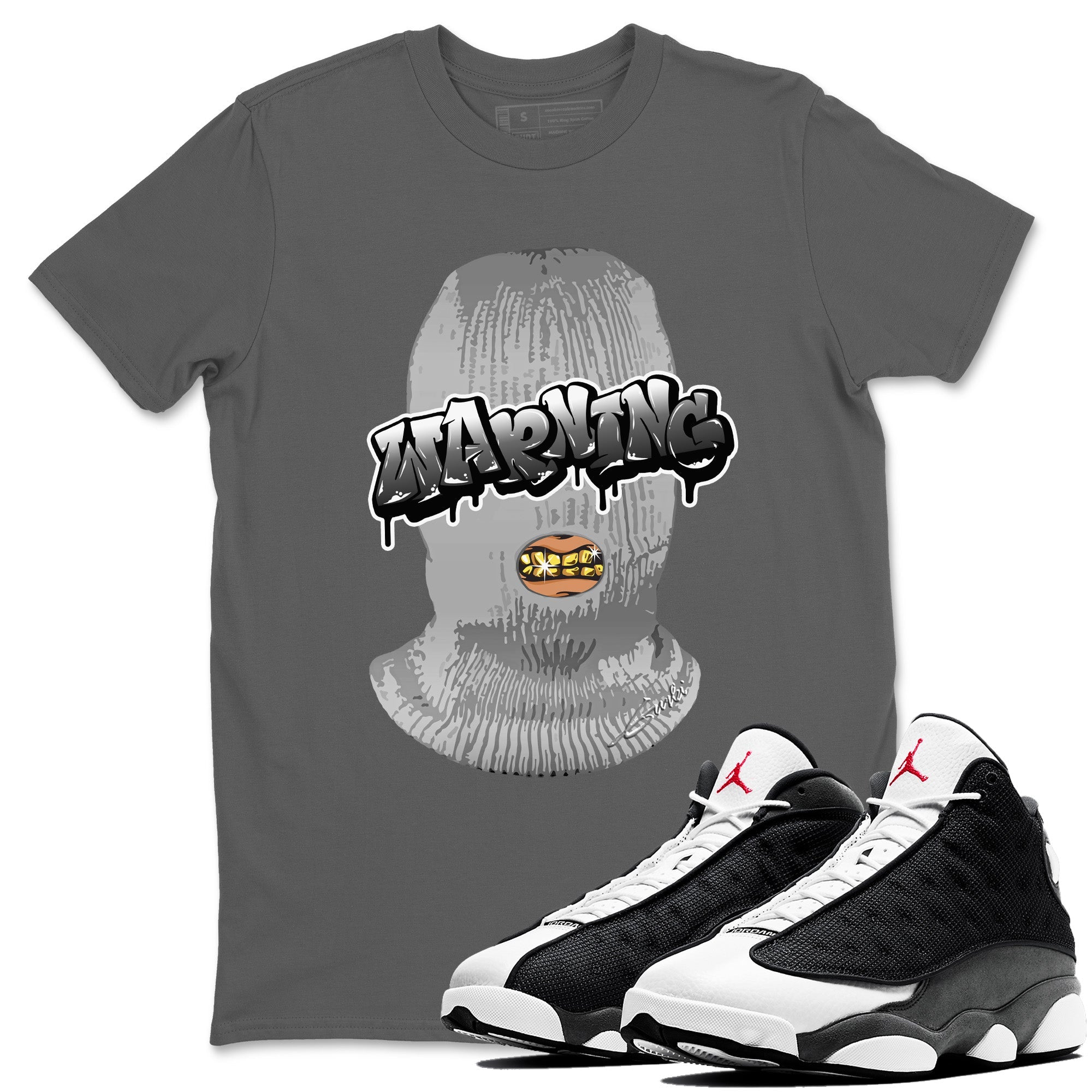 Air Jordan 13 Black Flint Warning Crew Neck Streetwear Sneaker Shirt Air Jordan 13 Black Flint Sneaker T-Shirts Washing and Care Tip