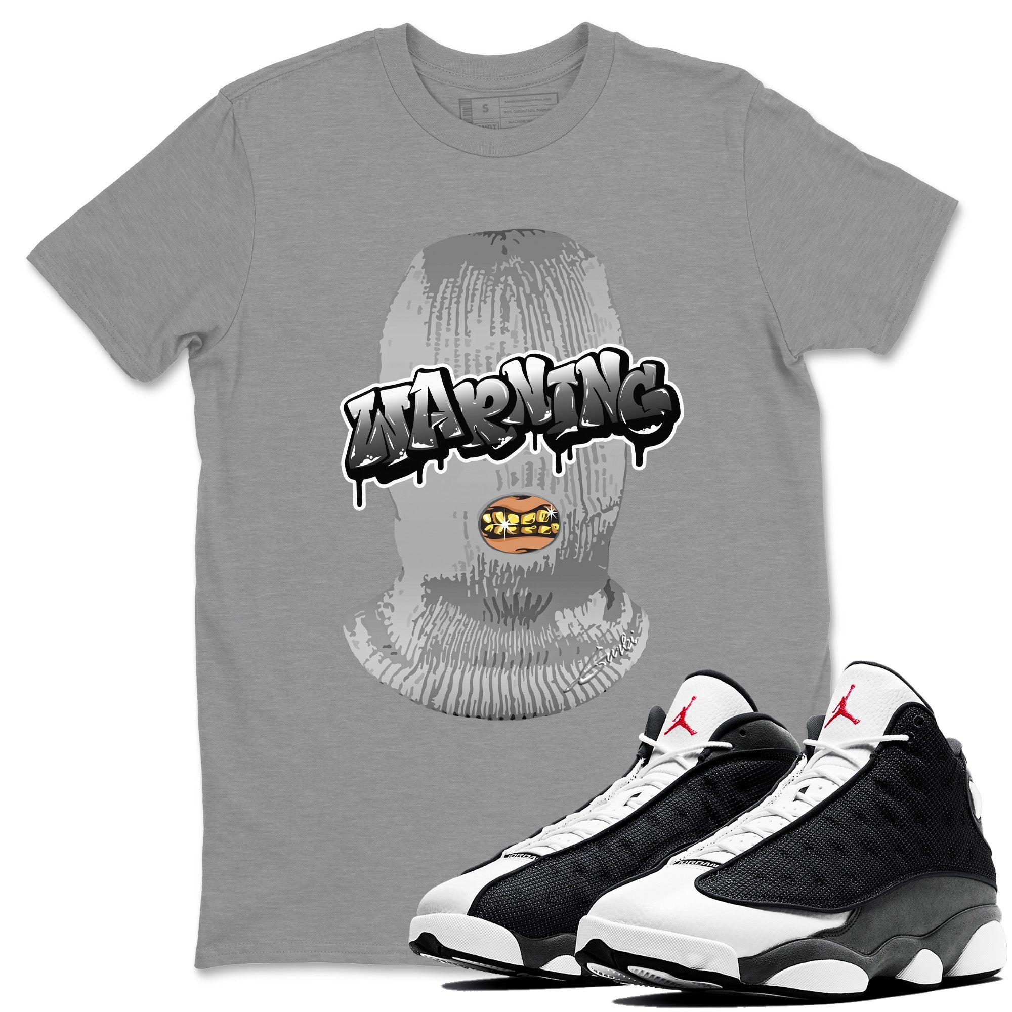 Air Jordan 13 Black Flint Warning Crew Neck Streetwear Sneaker Shirt Air Jordan 13 Black Flint Sneaker T-Shirts Size Chart