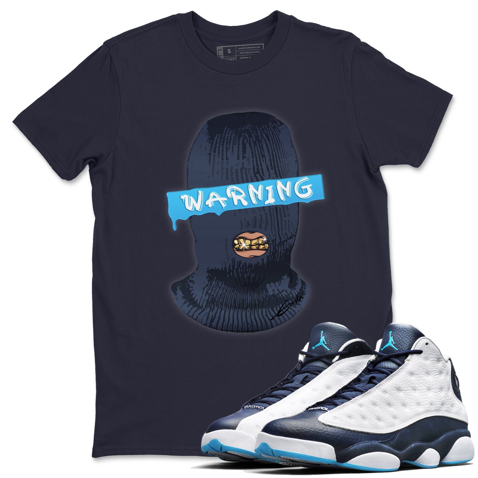 Jordan 13 Obsidian Shirt To Match Jordans Warning Sneaker Tees Jordan 13 Obsidian Drip Gear Zone Sneaker Matching Clothing Unisex Shirts