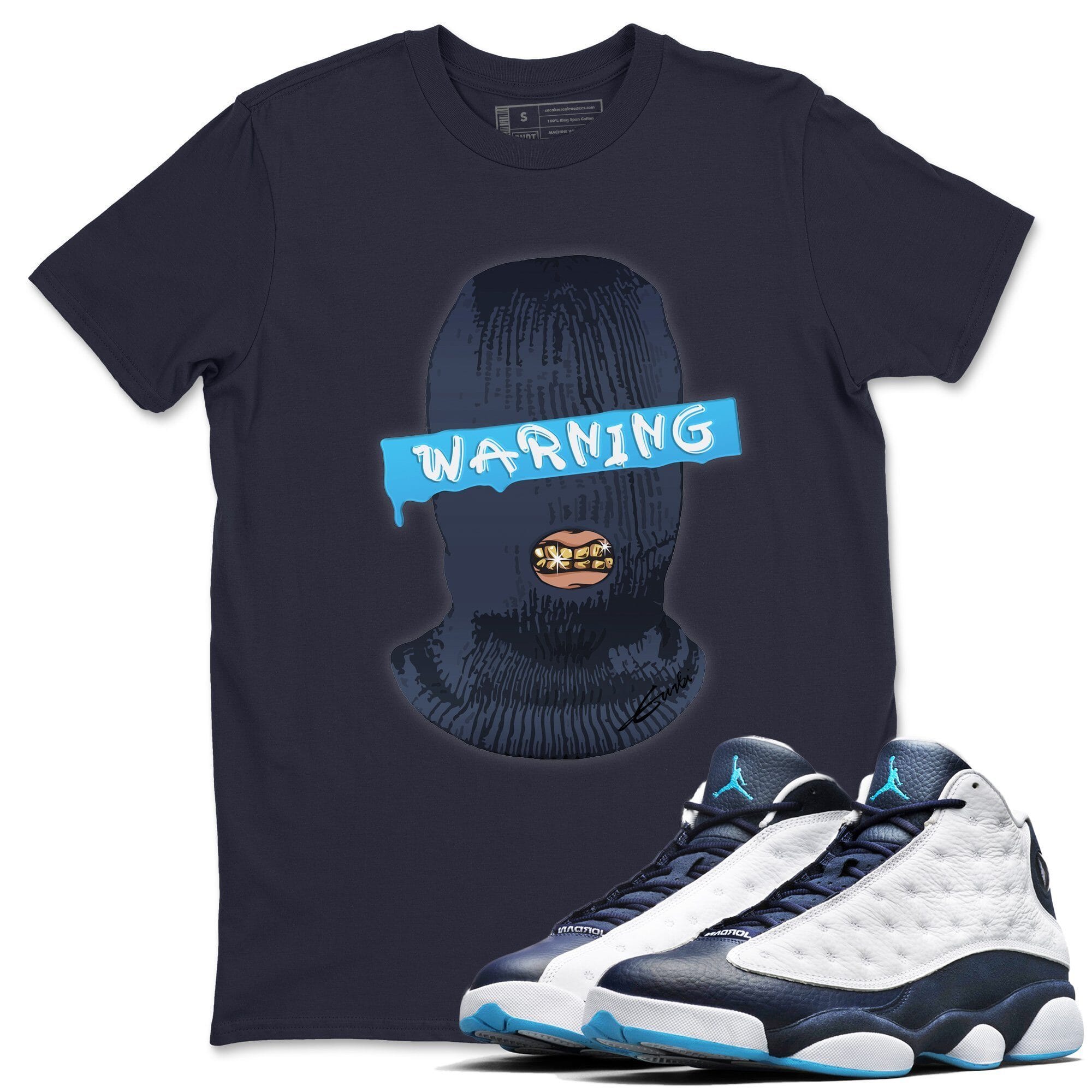 Jordan 13 Obsidian Shirt To Match Jordans Warning Sneaker Tees Jordan 13 Obsidian Drip Gear Zone Sneaker Matching Clothing Unisex Shirts