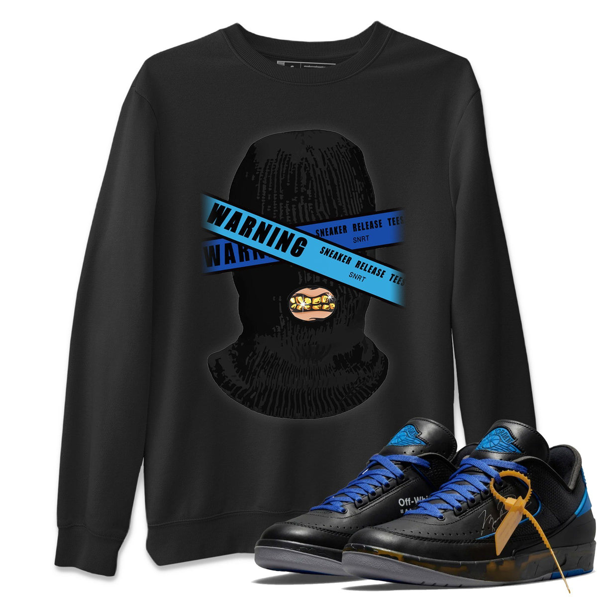 Jordan 2 OFF-WHITE Black Blue Shirt To Match Jordans Warning Sneaker Tees Jordan 2 OFF-WHITE Black Blue Drip Gear Zone Sneaker Matching Clothing Unisex Shirts