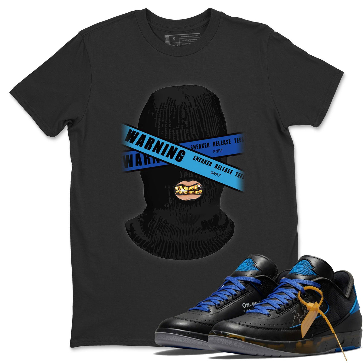 Jordan 2 OFF-WHITE Black Blue Shirt To Match Jordans Warning Sneaker Tees Jordan 2 OFF-WHITE Black Blue Drip Gear Zone Sneaker Matching Clothing Unisex Shirts