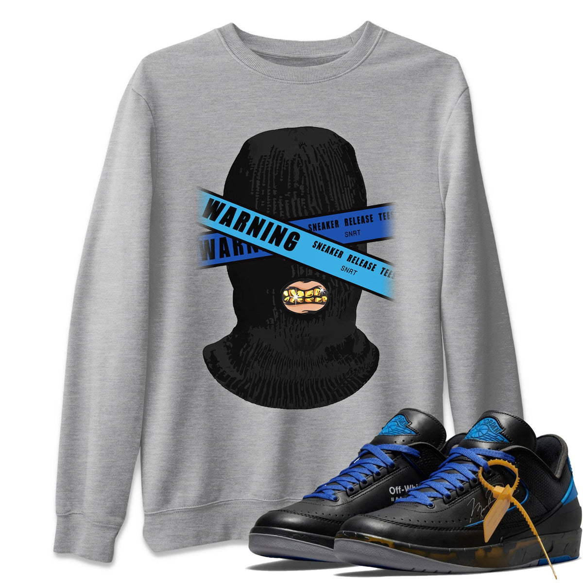 Jordan 2 OFF-WHITE Black Blue Shirt To Match Jordans Warning Sneaker Tees Jordan 2 OFF-WHITE Black Blue Drip Gear Zone Sneaker Matching Clothing Unisex Shirts