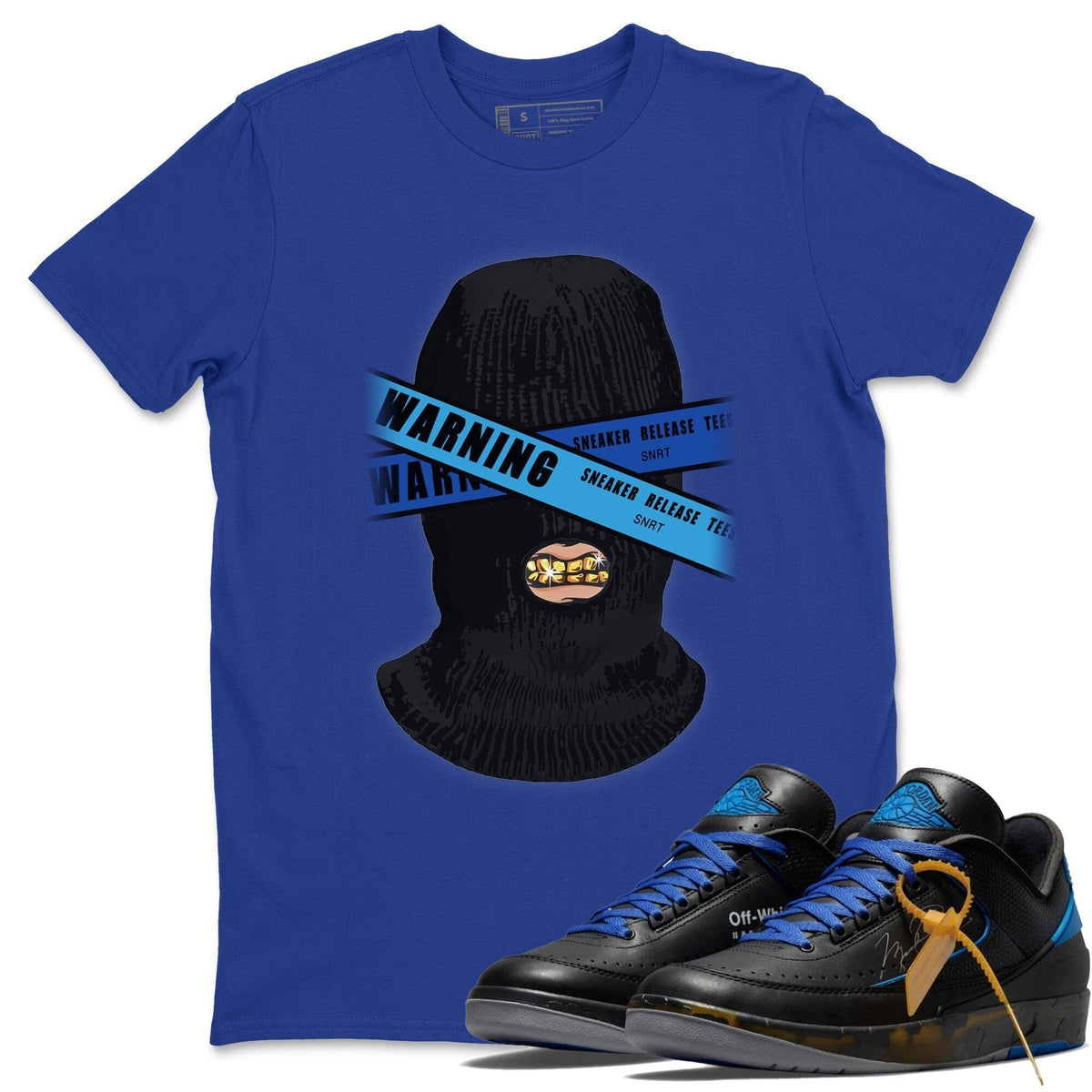 Jordan 2 OFF-WHITE Black Blue Shirt To Match Jordans Warning Sneaker Tees Jordan 2 OFF-WHITE Black Blue Drip Gear Zone Sneaker Matching Clothing Unisex Shirts
