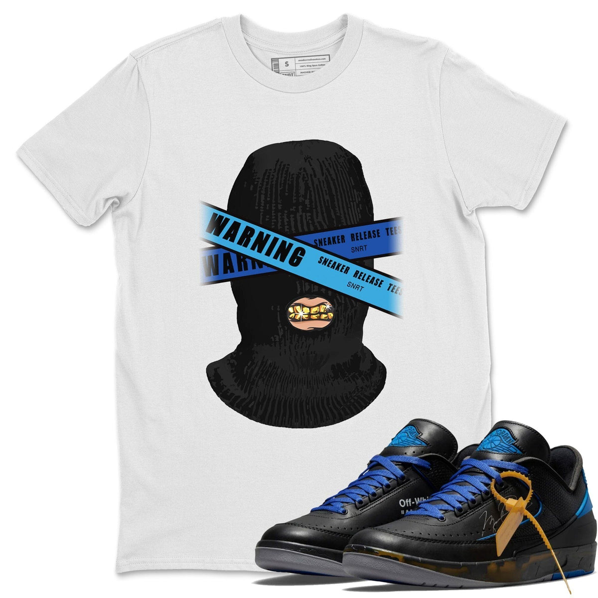 Jordan 2 OFF-WHITE Black Blue Shirt To Match Jordans Warning Sneaker Tees Jordan 2 OFF-WHITE Black Blue Drip Gear Zone Sneaker Matching Clothing Unisex Shirts