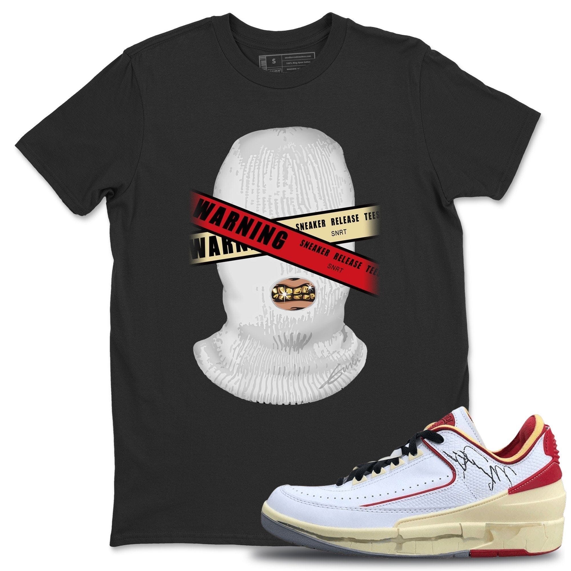 Jordan 2 OFF-WHITE Varsity Red Shirt To Match Jordans Warning Sneaker Tees Jordan 2 OFF-WHITE Varsity Red Drip Gear Zone Sneaker Matching Clothing Unisex Shirts
