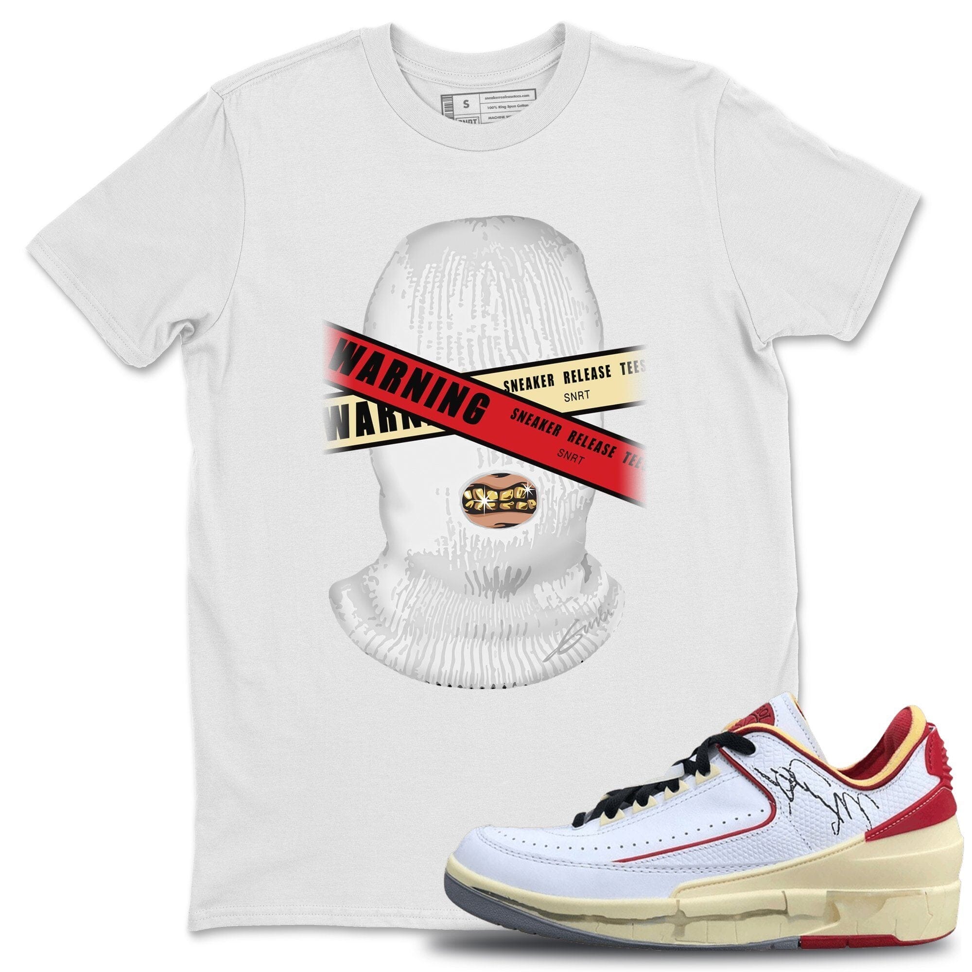 Jordan 2 OFF-WHITE Varsity Red Shirt To Match Jordans Warning Sneaker Tees Jordan 2 OFF-WHITE Varsity Red Drip Gear Zone Sneaker Matching Clothing Unisex Shirts