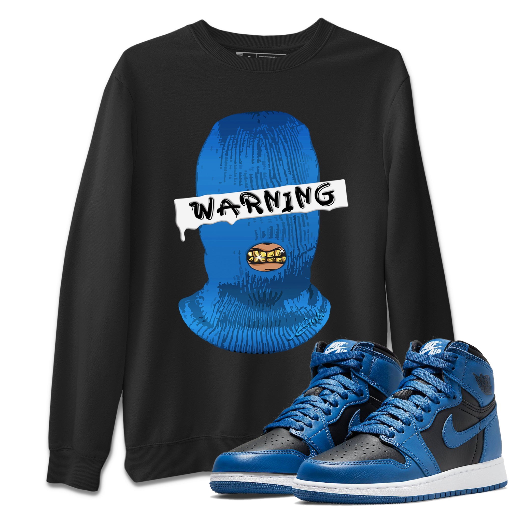 Jordan 1 Dark Marina Blue Sneaker Matching T-Shirt Warning Sneaker Tees Jordan 1 Dark Marina Blue Sneaker Release Tees Crew Neck Tees