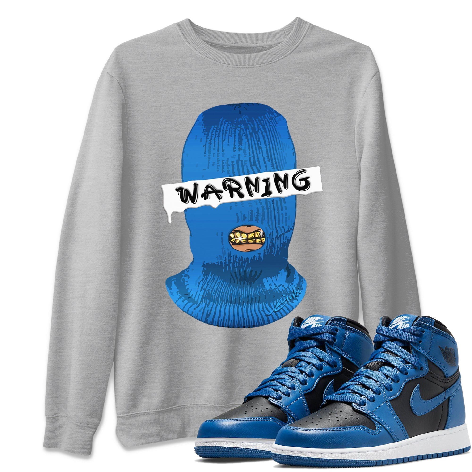Jordan 1 Dark Marina Blue Sneaker Matching T-Shirt Warning Sneaker Tees Jordan 1 Dark Marina Blue Sneaker Release Tees Crew Neck Tees