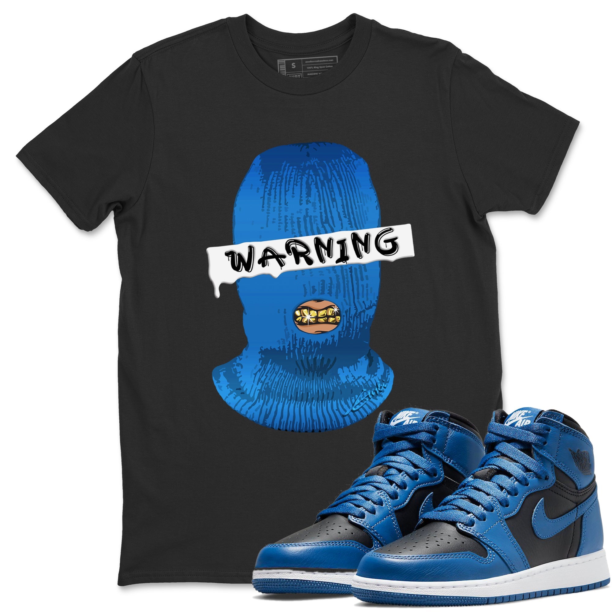 Jordan 1 Dark Marina Blue Sneaker Matching T-Shirt Warning Sneaker Tees Jordan 1 Dark Marina Blue Sneaker Release Tees Crew Neck Tees