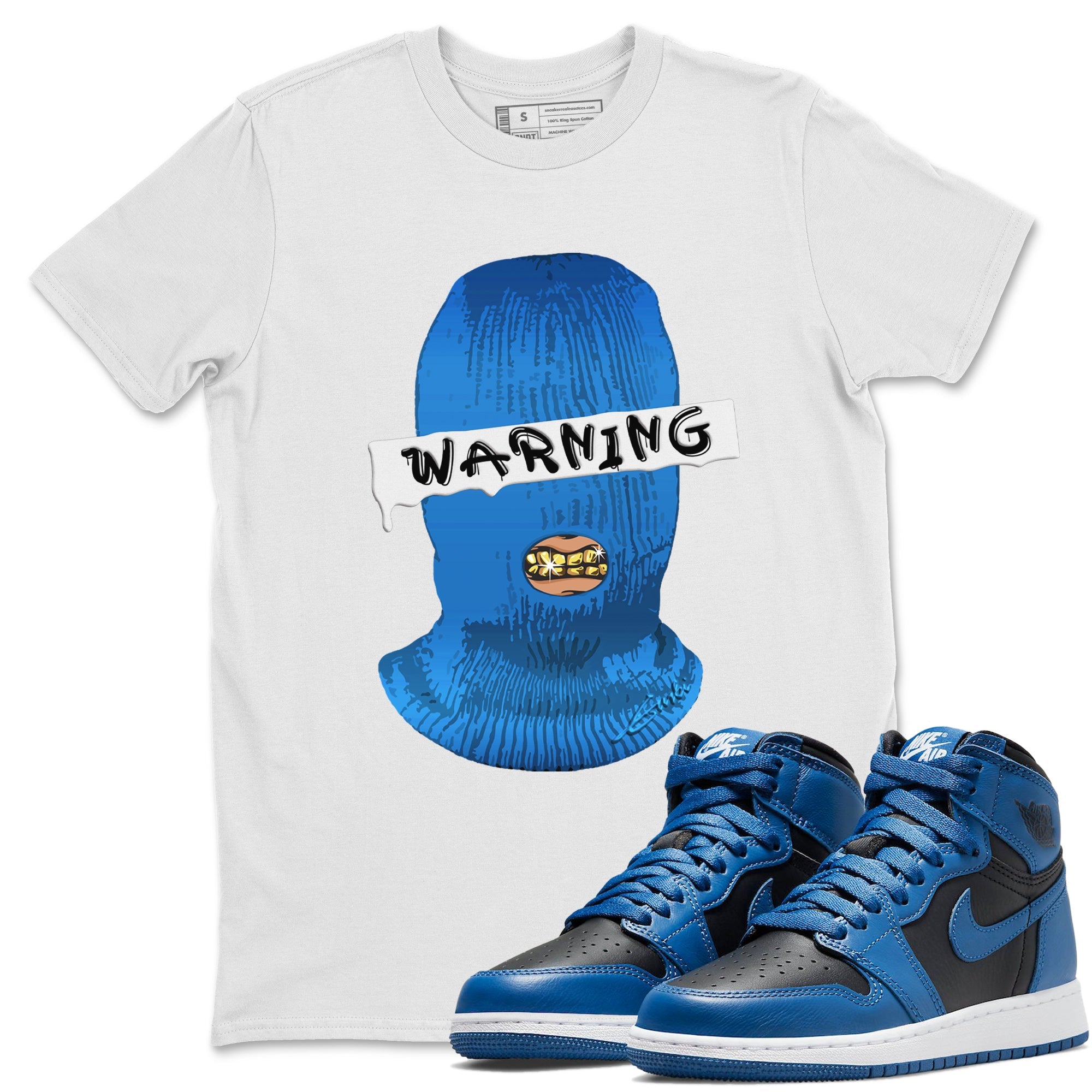 Jordan 1 Dark Marina Blue Sneaker Matching T-Shirt Warning Sneaker Tees Jordan 1 Dark Marina Blue Sneaker Release Tees Crew Neck Tees