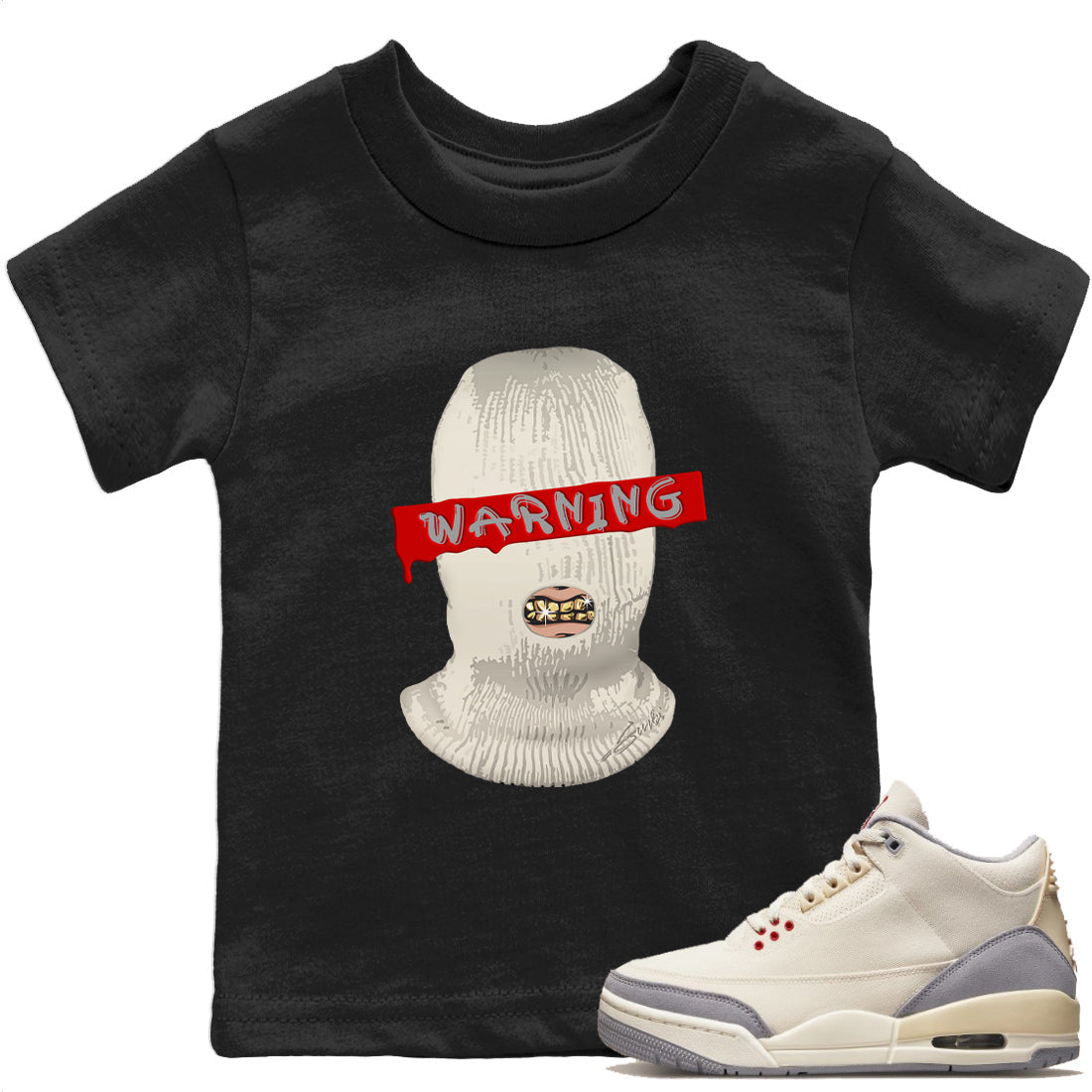 Jordan 3 Muslin Sneaker Matching T-Shirt Warning Sneaker Tees Jordan 3 Muslin Sneaker Release Tees Kids Shirts