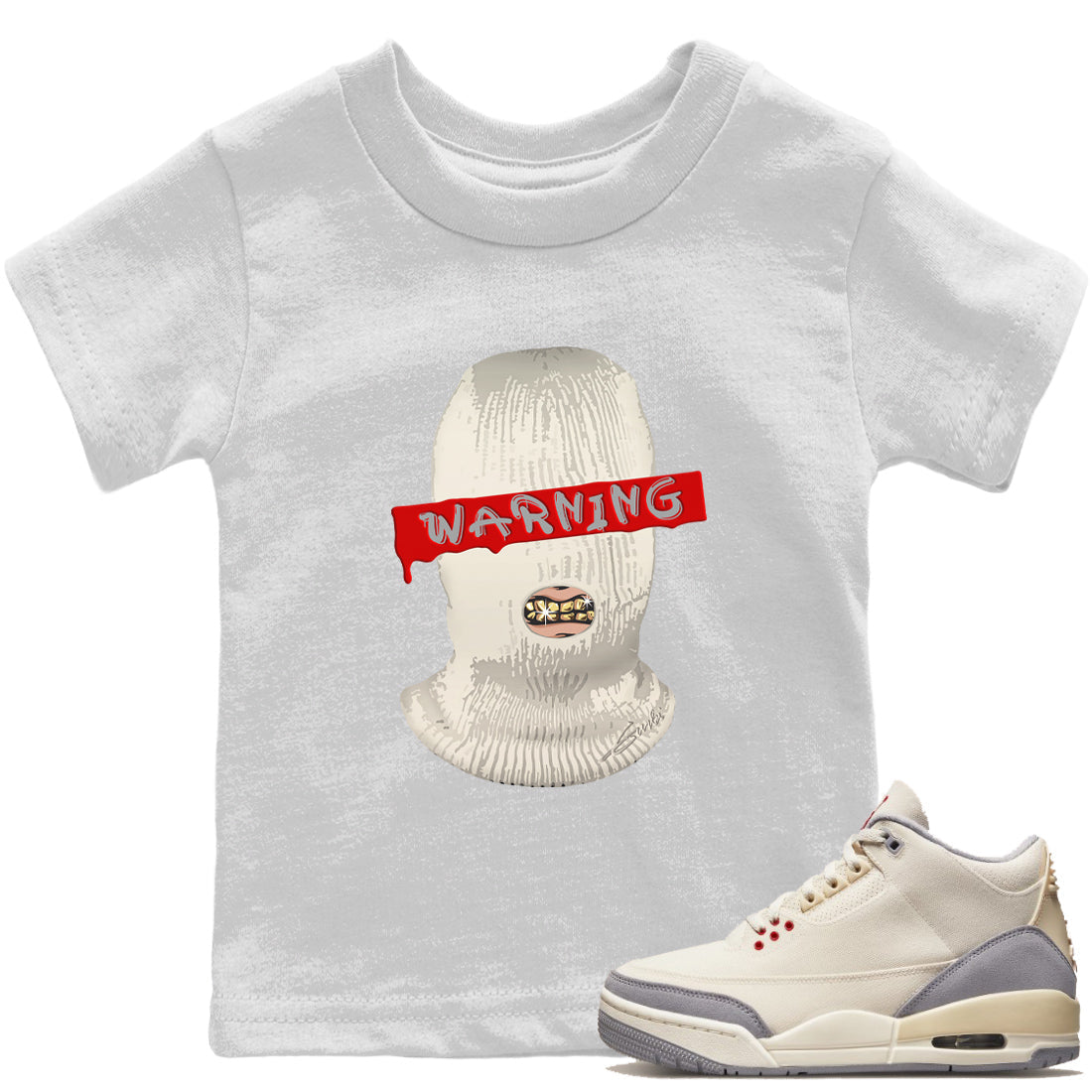 Jordan 3 Muslin Sneaker Matching T-Shirt Warning Sneaker Tees Jordan 3 Muslin Sneaker Release Tees Kids Shirts
