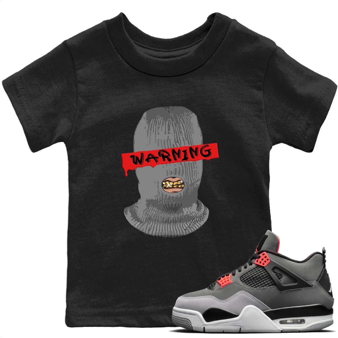 Jordan 4 Infrared Sneaker Matching T-Shirt Warning Sneaker Tees Jordan 4 Infrared Sneaker Release Tees Kids Shirts