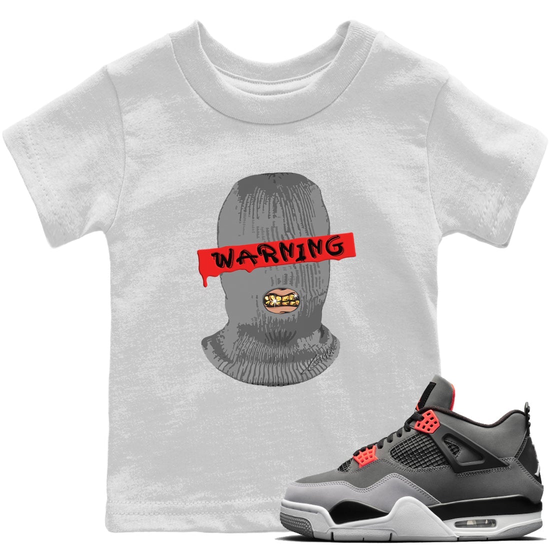 Jordan 4 Infrared Sneaker Matching T-Shirt Warning Sneaker Tees Jordan 4 Infrared Sneaker Release Tees Kids Shirts