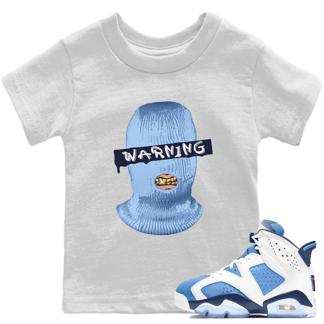 Jordan 6 UNC Shirt To Match Jordans Warning Sneaker Tees Jordan 6 UNC Drip Gear Zone Sneaker Matching Clothing Kids Shirts