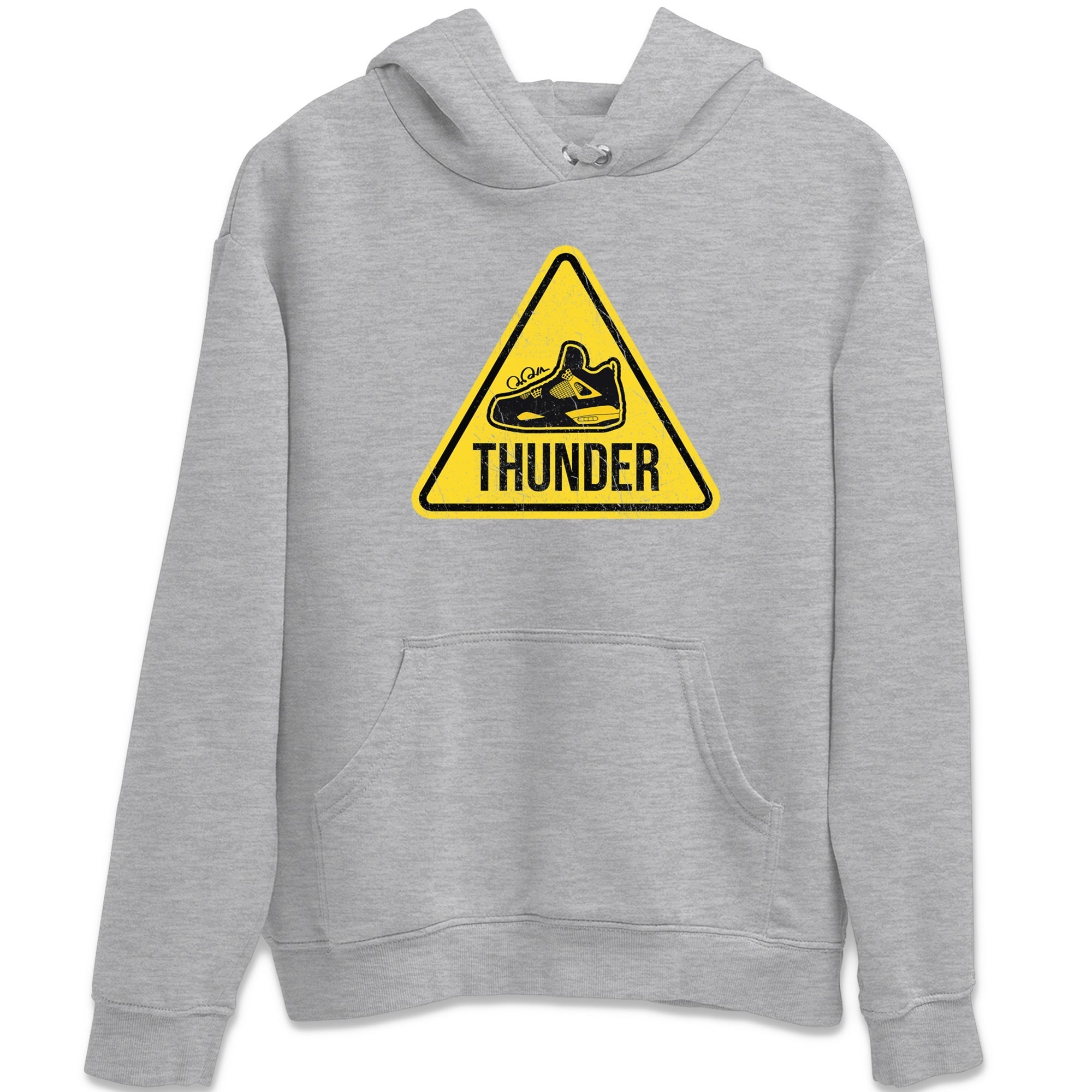 Air Jordan 4 Thunder Sneaker Match Tees Warning Sign Streetwear Sneaker Shirt Yellow AJ4 Thunder Sneaker Release Tees Unisex Shirts Heather Grey 2