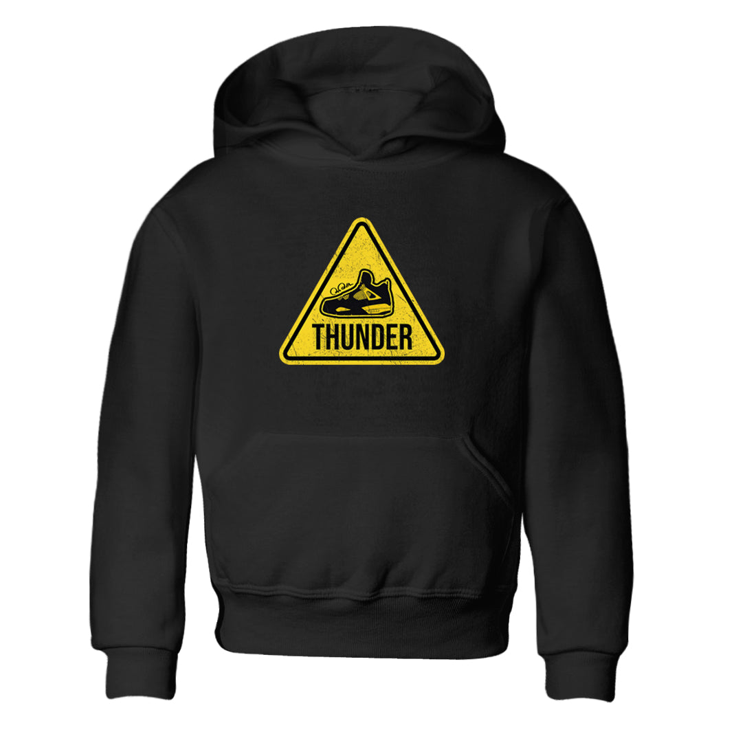 Air Jordan 4 Thunder Sneaker Match Tees Warning Sign Streetwear Sneaker Shirt Yellow AJ4 Thunder Sneaker Release Tees Kids Shirts Black 2
