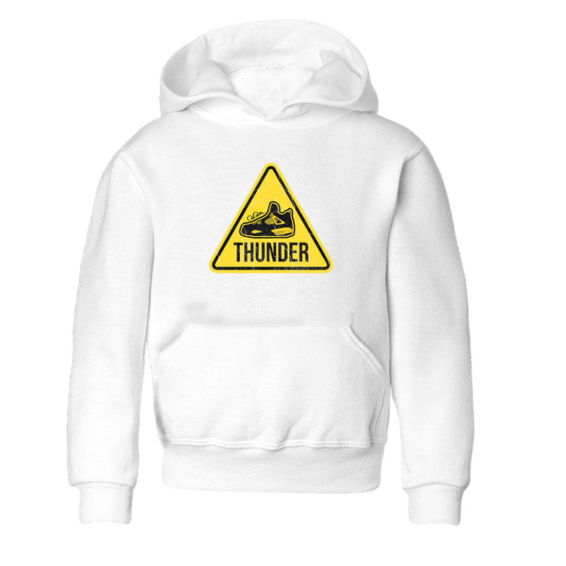 Air Jordan 4 Thunder Sneaker Match Tees Warning Sign Streetwear Sneaker Shirt Yellow AJ4 Thunder Sneaker Release Tees Kids Shirts White 2