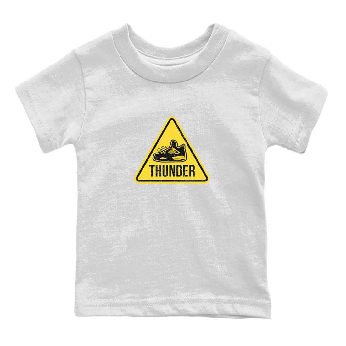 Air Jordan 4 Thunder Sneaker Match Tees Warning Sign Streetwear Sneaker Shirt Yellow AJ4 Thunder Sneaker Release Tees Kids Shirts White 2