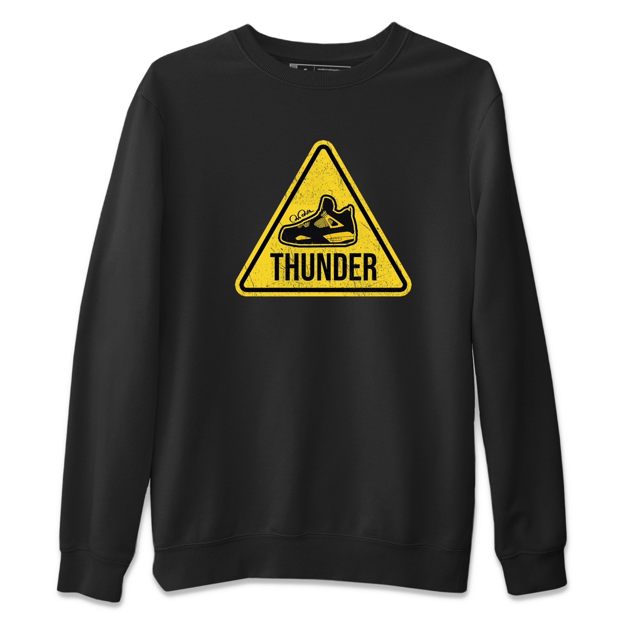 Air Jordan 4 Thunder Sneaker Match Tees Warning Sign Streetwear Sneaker Shirt Yellow AJ4 Thunder Sneaker Release Tees Unisex Shirts Black 2