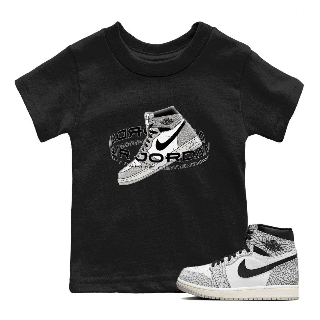 Jordan 1 High White Cement Sneaker Tees Drip Gear Zone Warping Space Sneaker Tees Jordan 1 High White Cement Shirt Kids Shirts