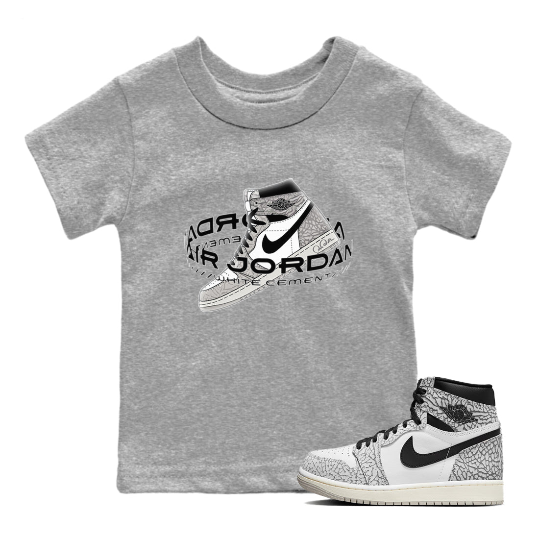 Jordan 1 High White Cement Sneaker Tees Drip Gear Zone Warping Space Sneaker Tees Jordan 1 High White Cement Shirt Kids Shirts