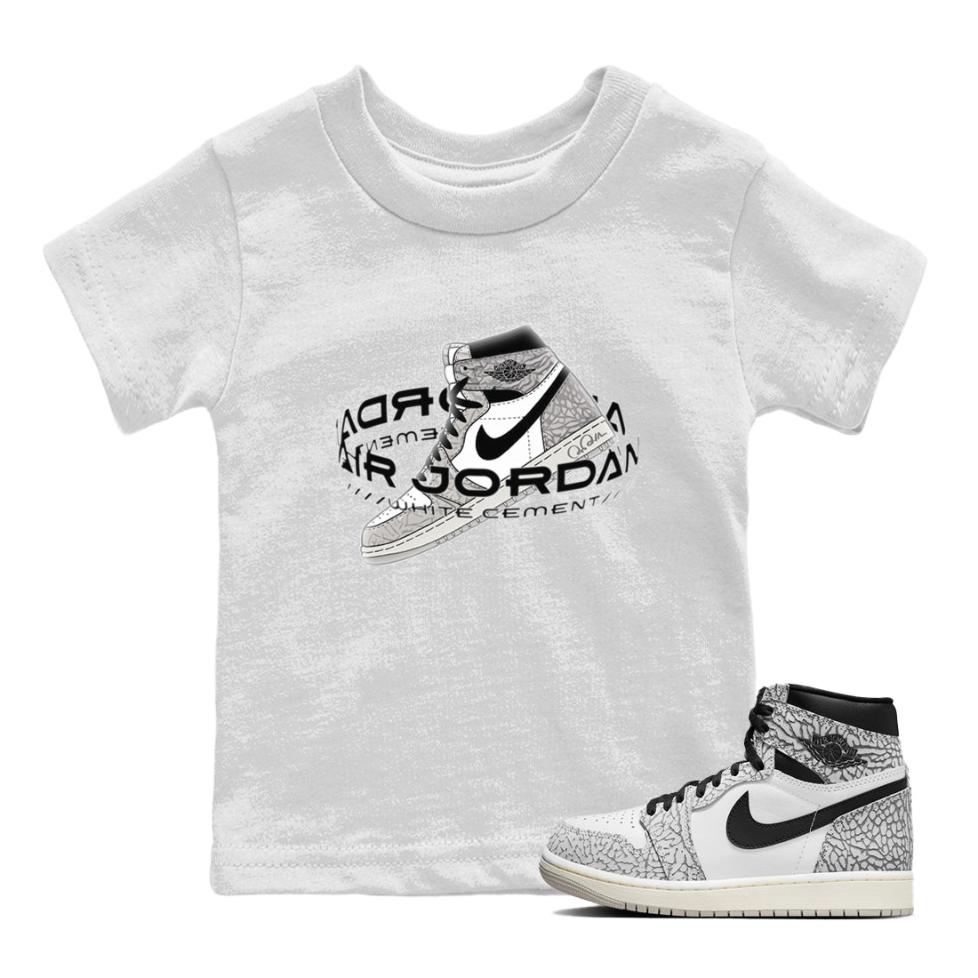 Jordan 1 High White Cement Sneaker Tees Drip Gear Zone Warping Space Sneaker Tees Jordan 1 High White Cement Shirt Kids Shirts