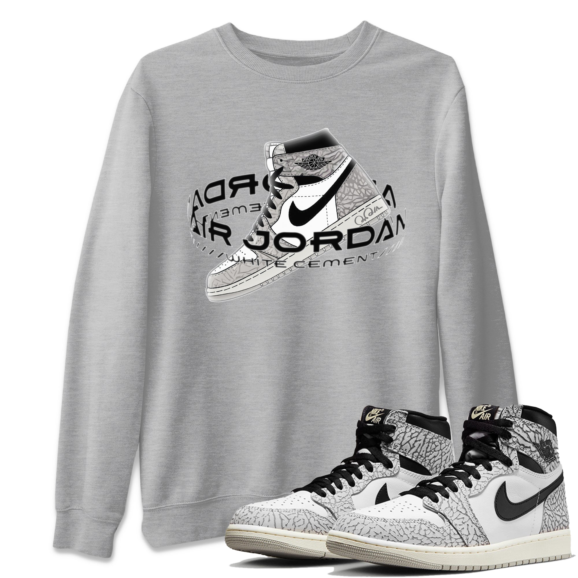 Jordan 1 High White Cement Sneaker Tees Drip Gear Zone Warping Space Sneaker Tees Jordan 1 High White Cement Shirt Unisex Shirts