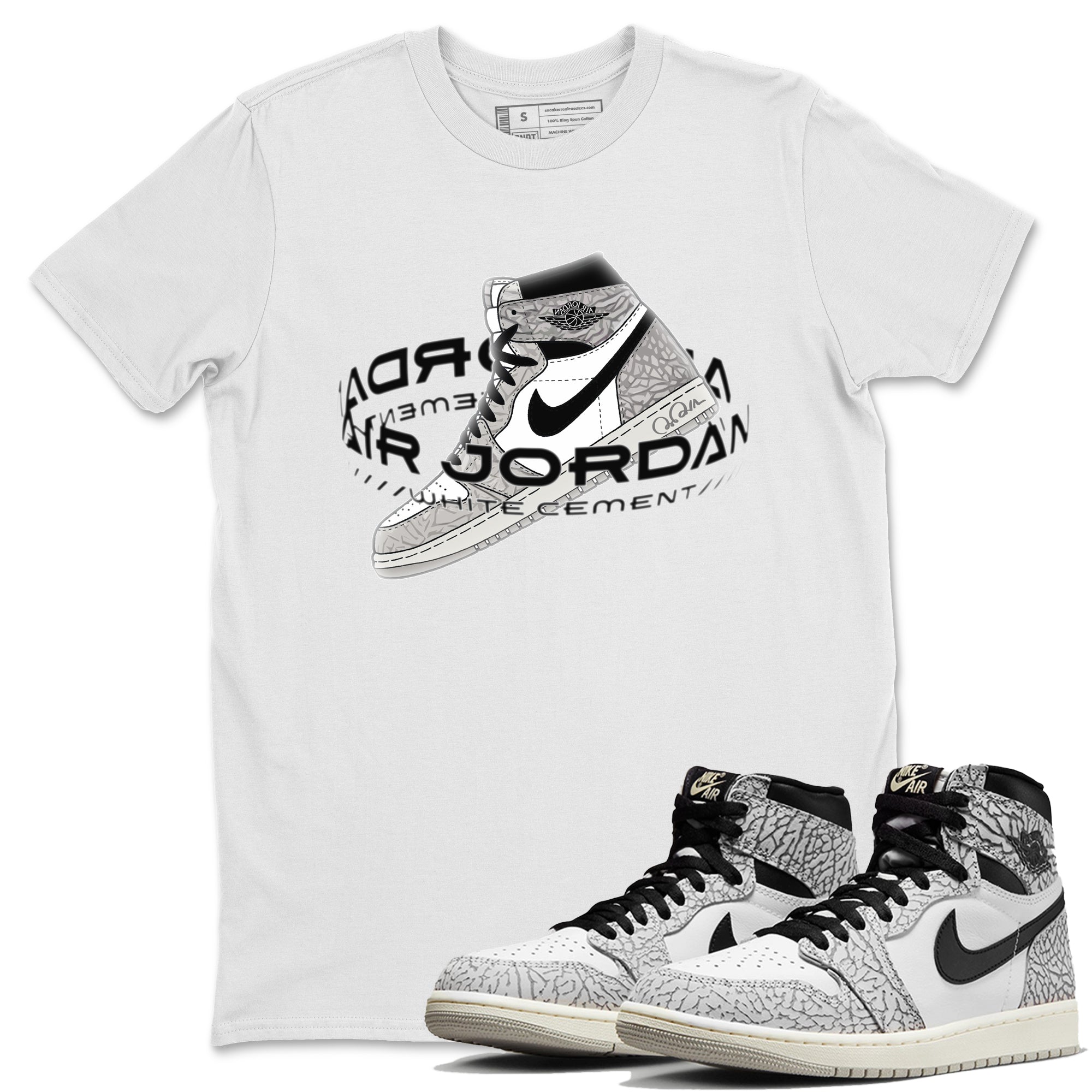 Jordan 1 High White Cement Sneaker Tees Drip Gear Zone Warping Space Sneaker Tees Jordan 1 High White Cement Shirt Unisex Shirts