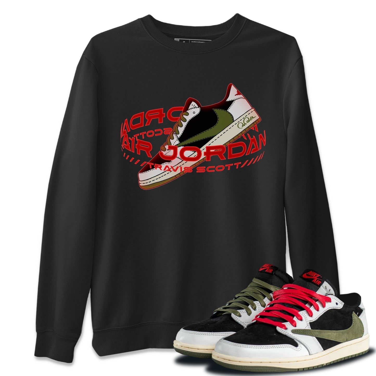 Jordan 1 Travis Scott Olive Sneaker Tees Drip Gear Zone Warping Space Sneaker Tees Jordan 1 Travis Scott Olive Shirt Unisex Shirts