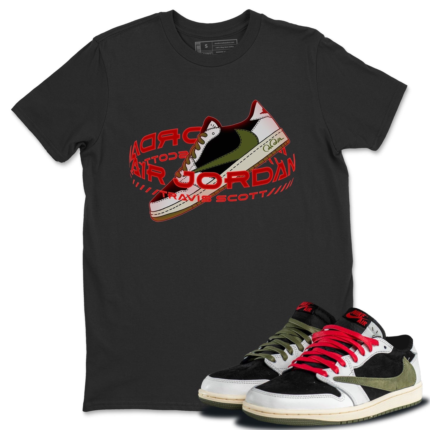 Jordan 1 Travis Scott Olive Sneaker Tees Drip Gear Zone Warping Space Sneaker Tees Jordan 1 Travis Scott Olive Shirt Unisex Shirts