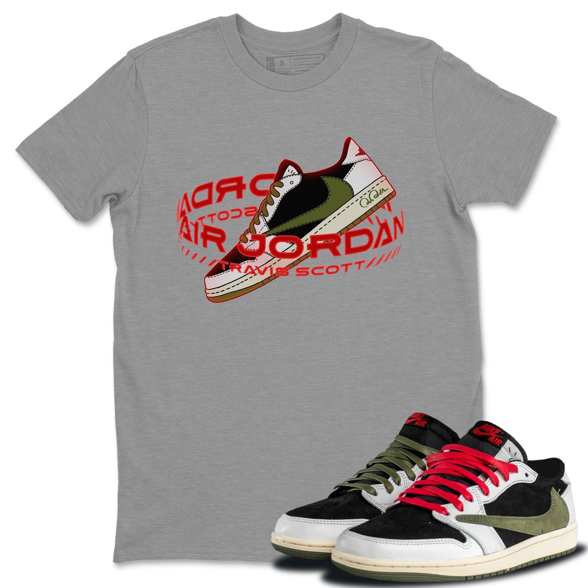 Jordan 1 Travis Scott Olive Sneaker Tees Drip Gear Zone Warping Space Sneaker Tees Jordan 1 Travis Scott Olive Shirt Unisex Shirts