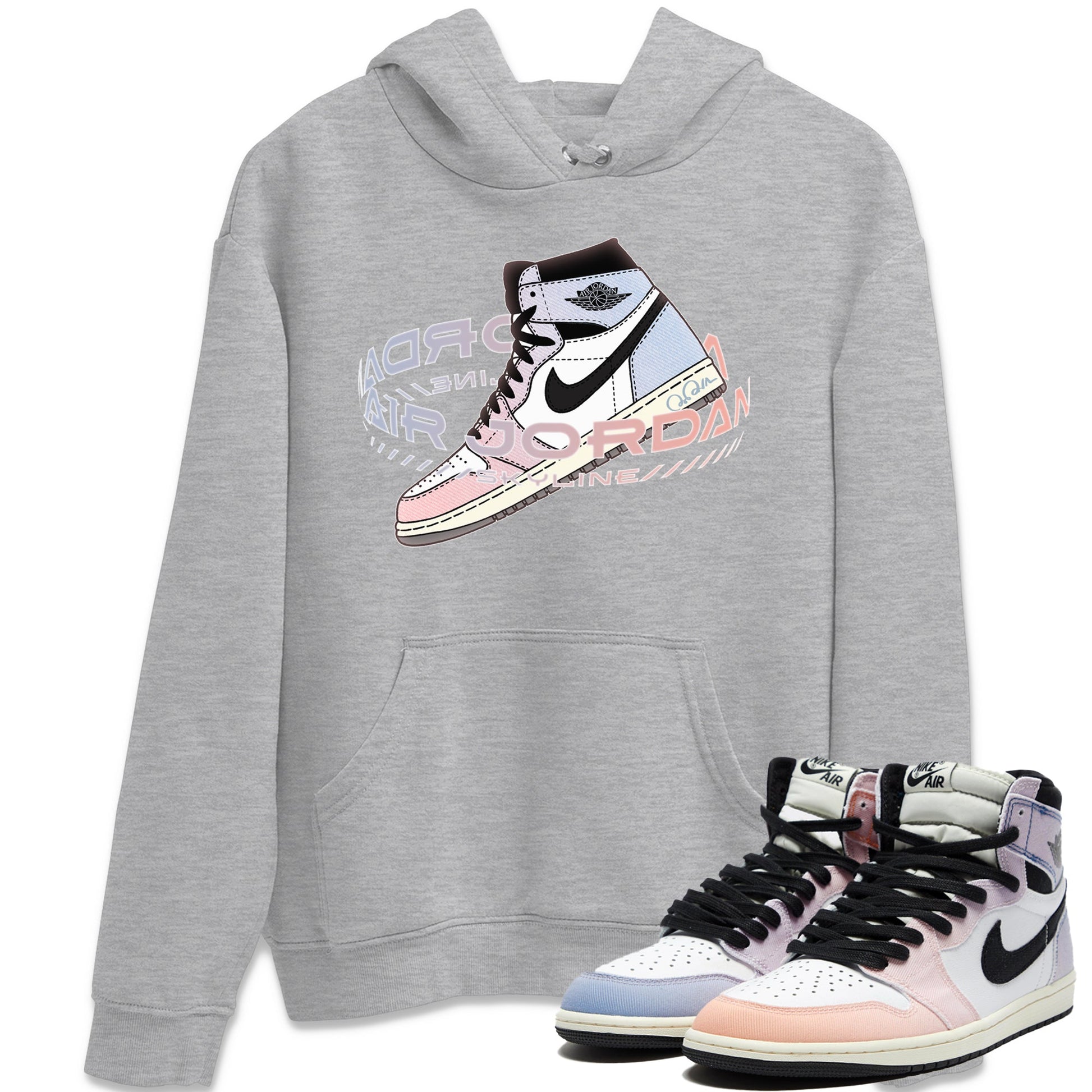 Air Jordan 1 Skyline Sneaker Tees Drip Gear Zone Warping Space Sneaker Tees AJ1 Skyline Shirt Unisex Shirts Heather Grey 1
