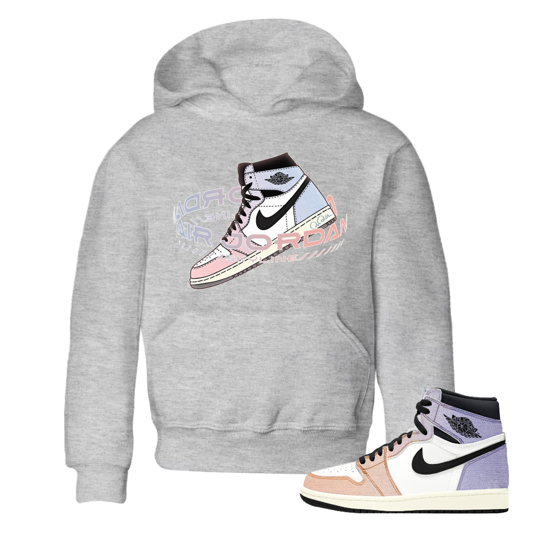 Air Jordan 1 Skyline Sneaker Tees Drip Gear Zone Warping Space Sneaker Tees AJ1 Skyline Shirt Kids Shirts Heather Grey 1
