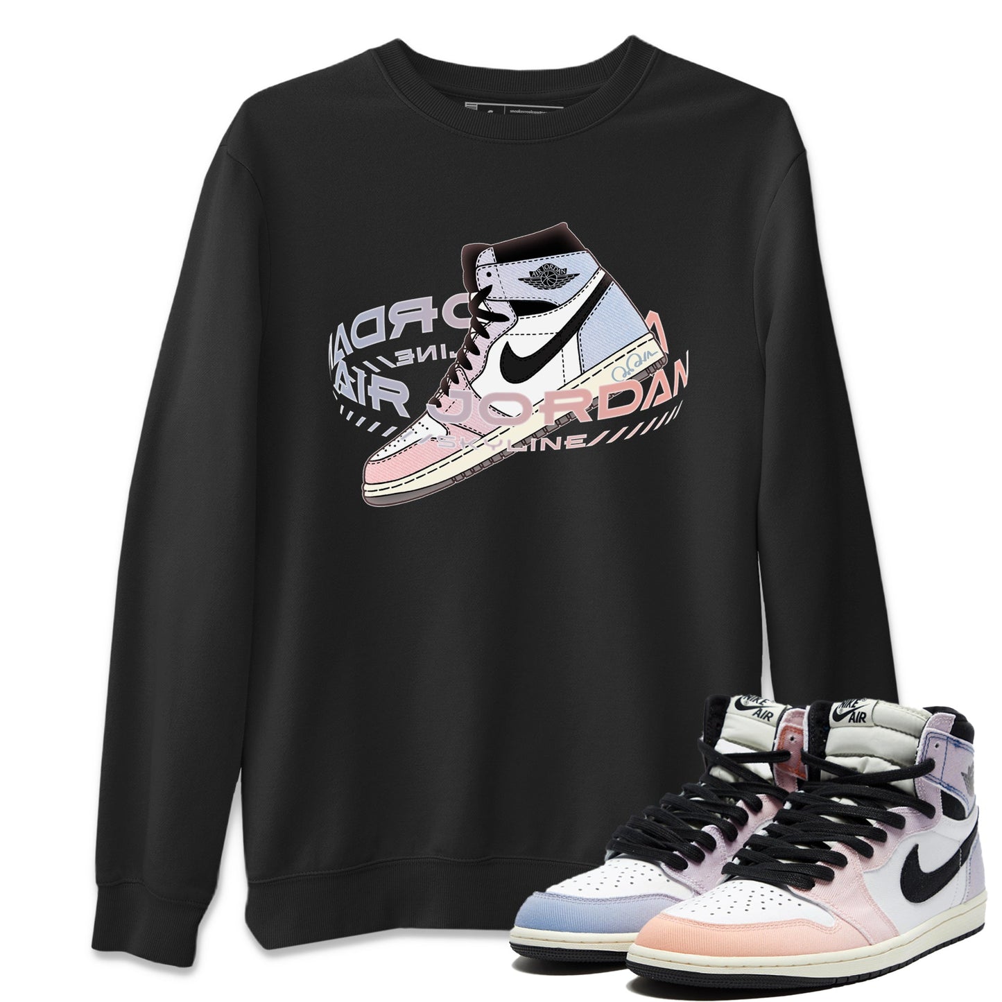 Air Jordan 1 Skyline Warping Space Crew Neck Sneaker Tees Air Jordan 1 Skyline Sneaker T-Shirts Washing and Care Tip