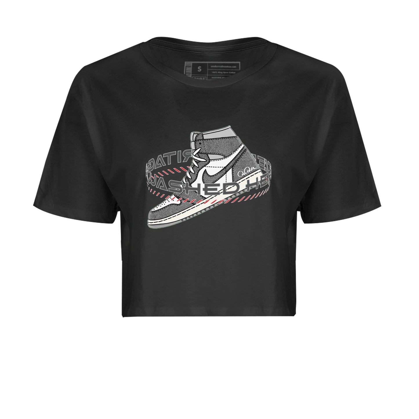 Air Jordan 1 Washed Heritage Sneaker Match Tees Warping Space Sneaker Tees AJ1 Washed Heritage Sneaker Release Tees Women's Shirts Black 2