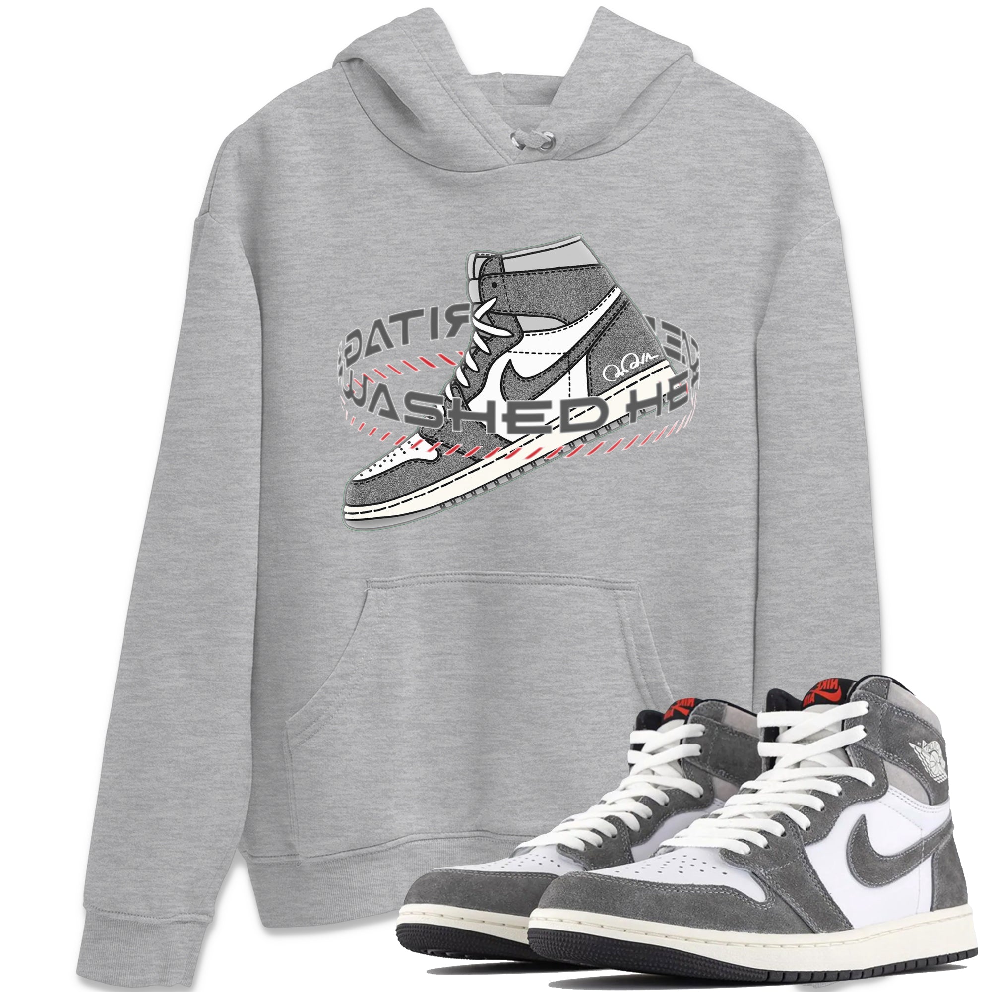 Air Jordan 1 Washed Heritage Sneaker Match Tees Warping Space Sneaker Tees AJ1 Washed Heritage Sneaker Release Tees Unisex Shirts Heather Grey 1