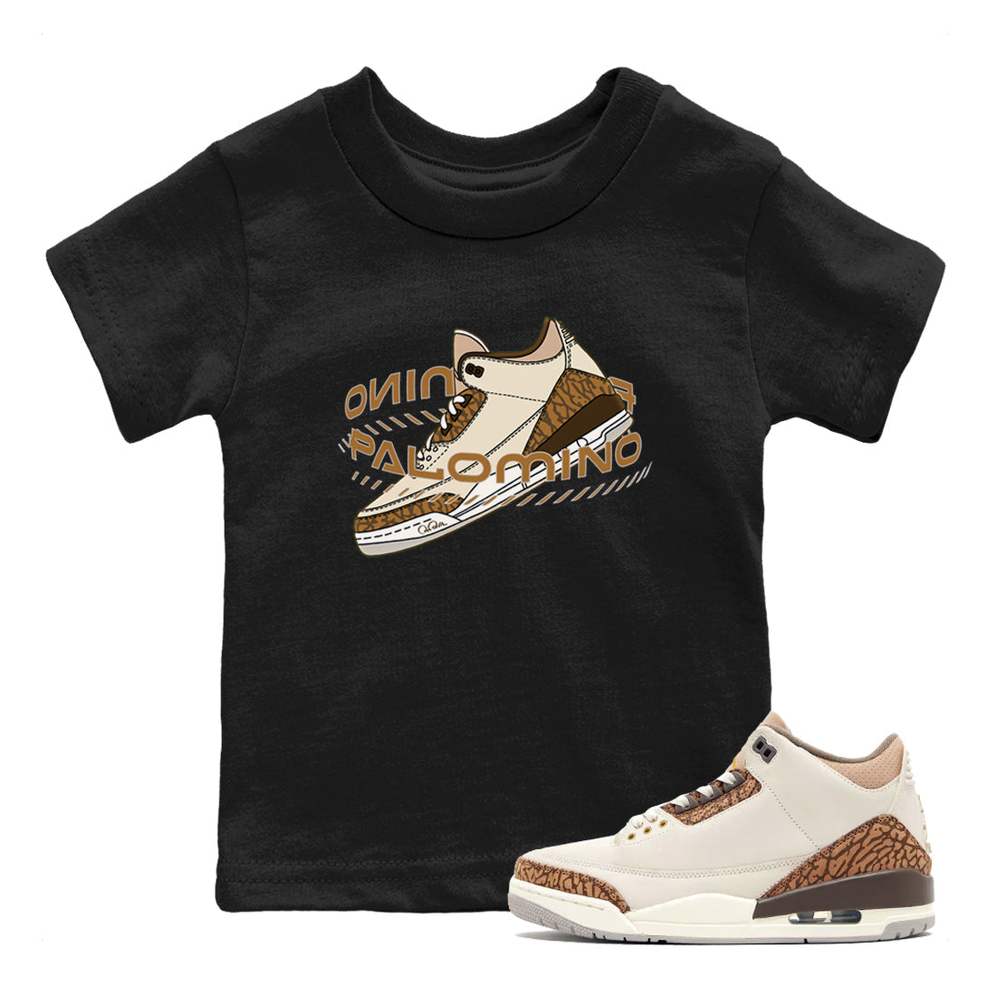 Air Jordan 3 Palomino Sneaker Match Tees Warping Space Sneaker Tees AJ3 Palomino Sneaker Release Tees Kids Shirts Black 1