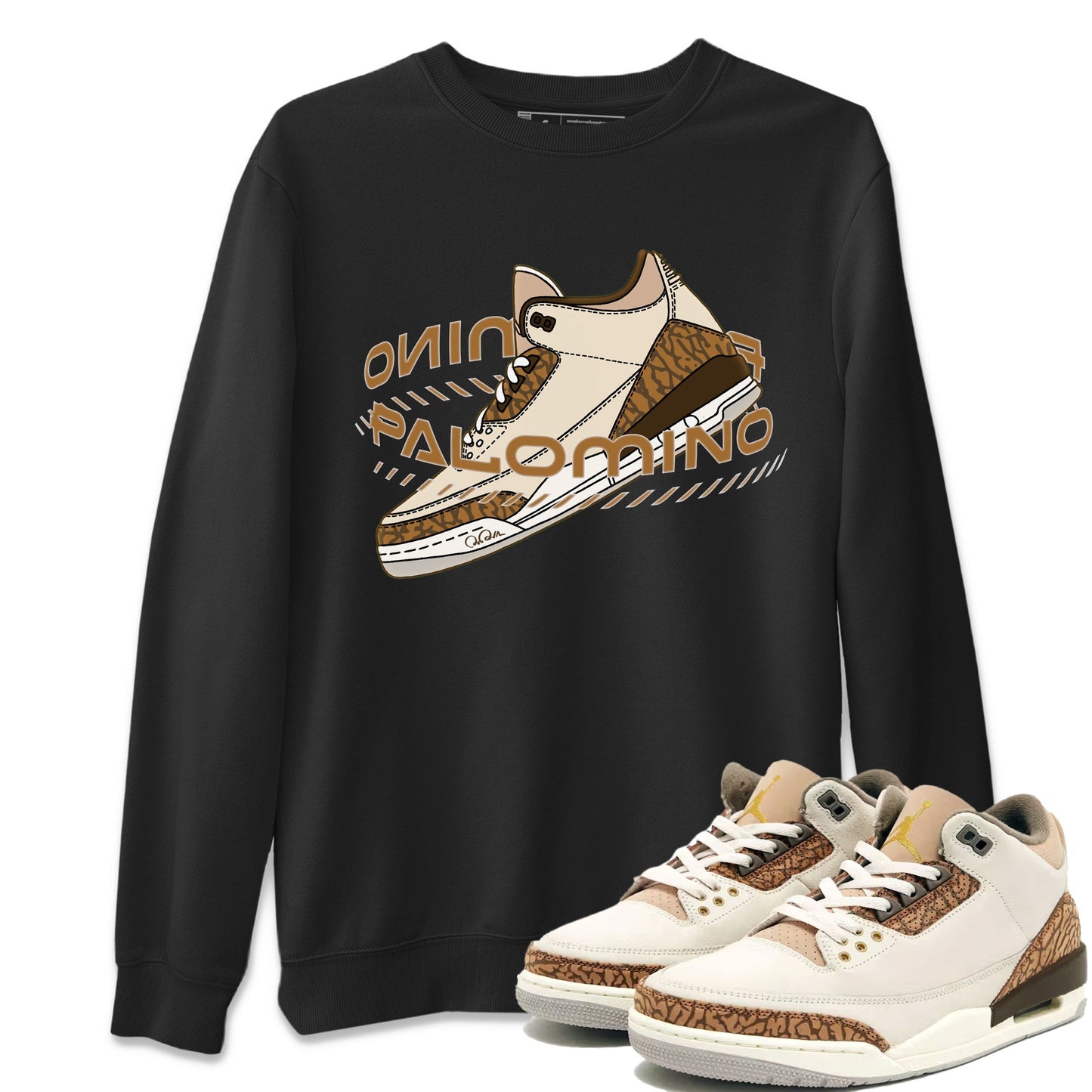 Air Jordan 3 Palomino Sneaker Match Tees Warping Space Sneaker Tees AJ3 Palomino Sneaker Release Tees Unisex Shirts Black 1