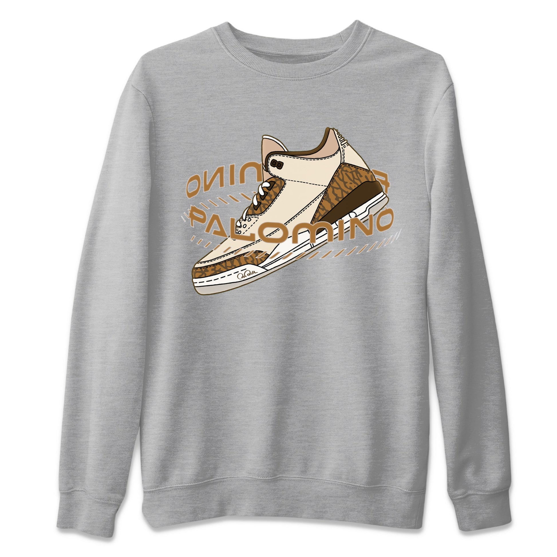 Air Jordan 3 Palomino Sneaker Match Tees Warping Space Sneaker Tees AJ3 Palomino Sneaker Release Tees Unisex Shirts Heather Grey 2