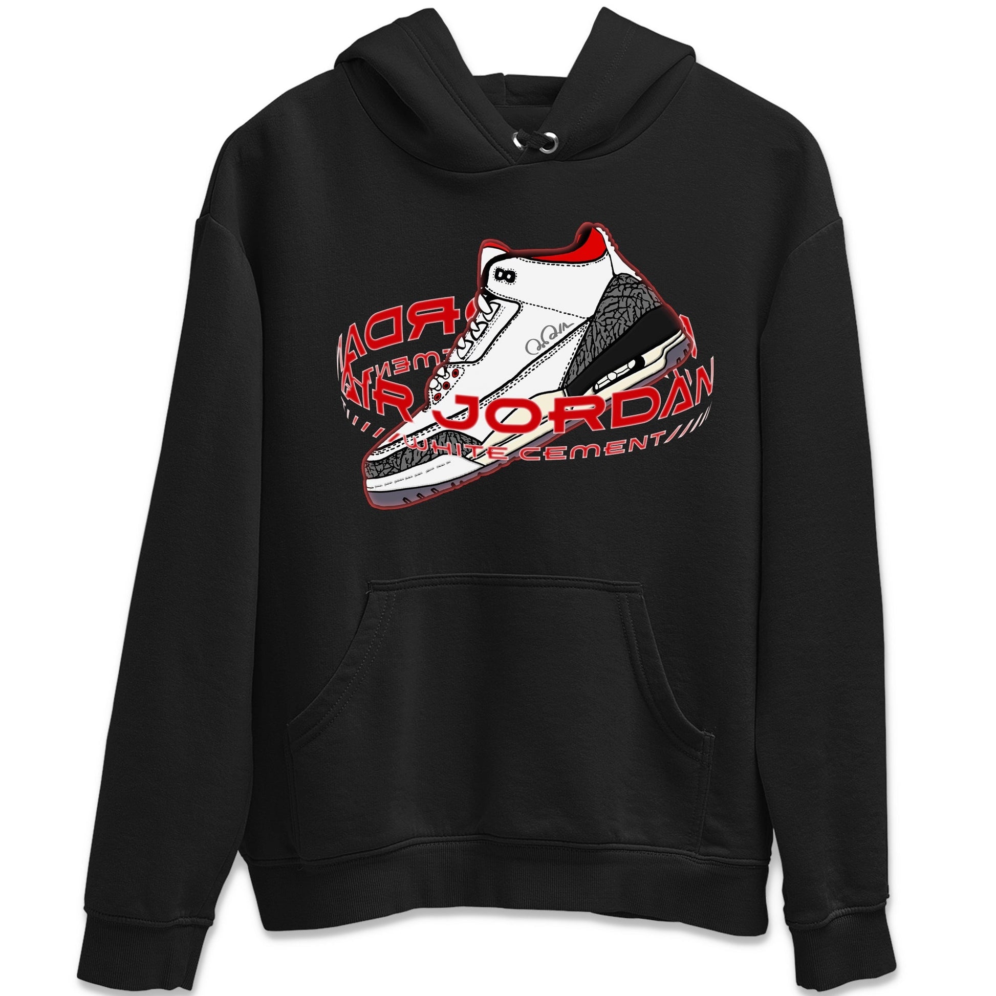 Air Jordan 3 White Cement Sneaker Tees Drip Gear Zone Warping Space Sneaker Tees AJ3 White Cement Shirt Unisex Shirts Black 2