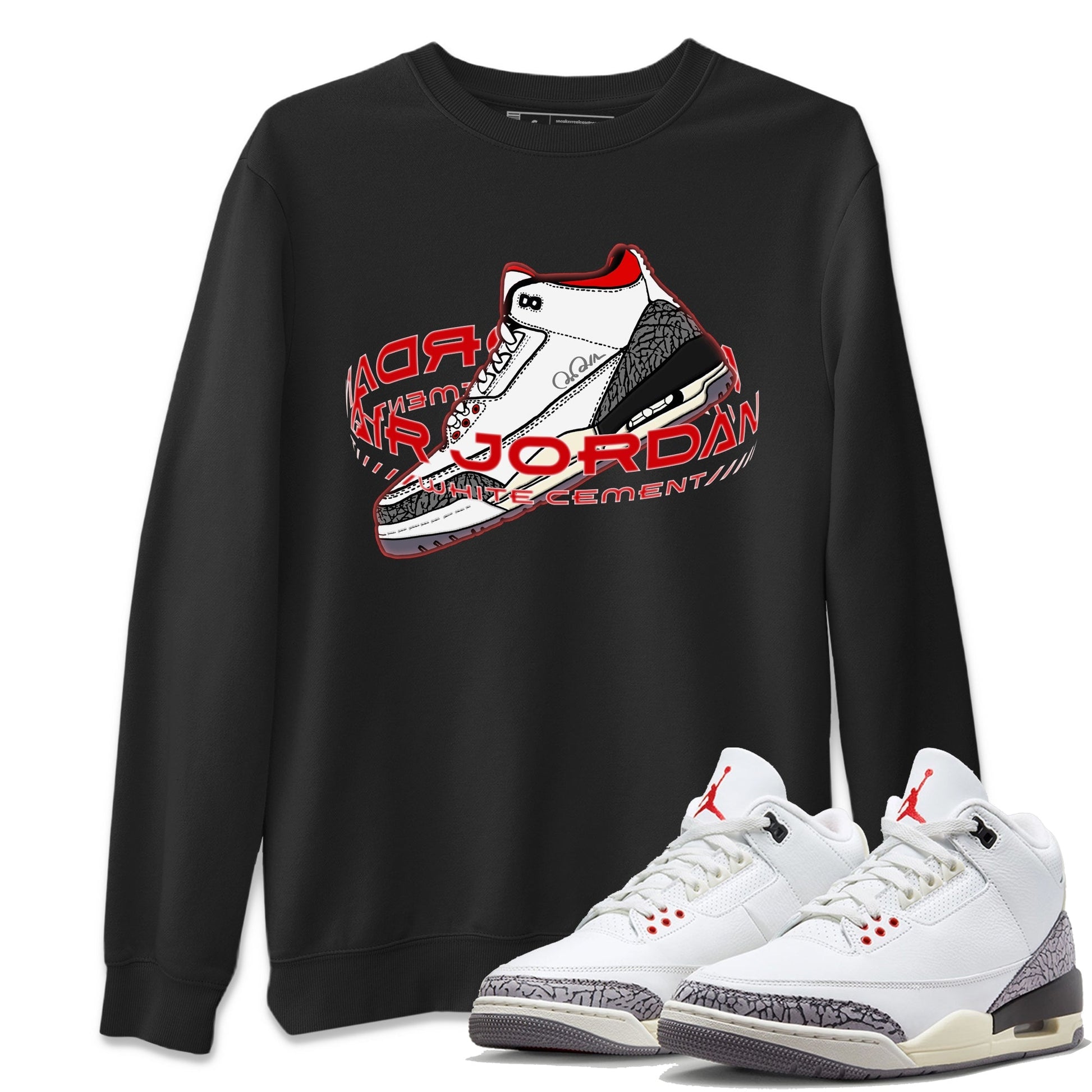Air Jordan 3 White Cement Warping Space Crew Neck Sneaker Tees AJ3 White Cement Sneaker T-Shirts Washing and Care Tip