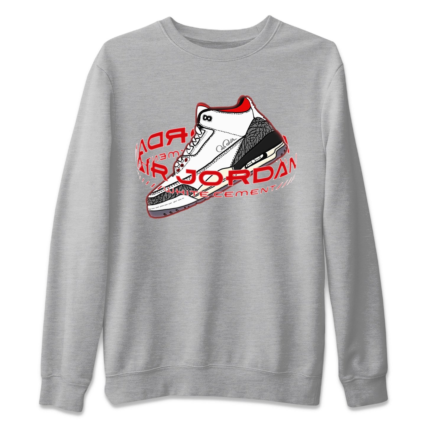 Air Jordan 3 White Cement Sneaker Tees Drip Gear Zone Warping Space Sneaker Tees AJ3 White Cement Shirt Unisex Shirts Heather Grey 2