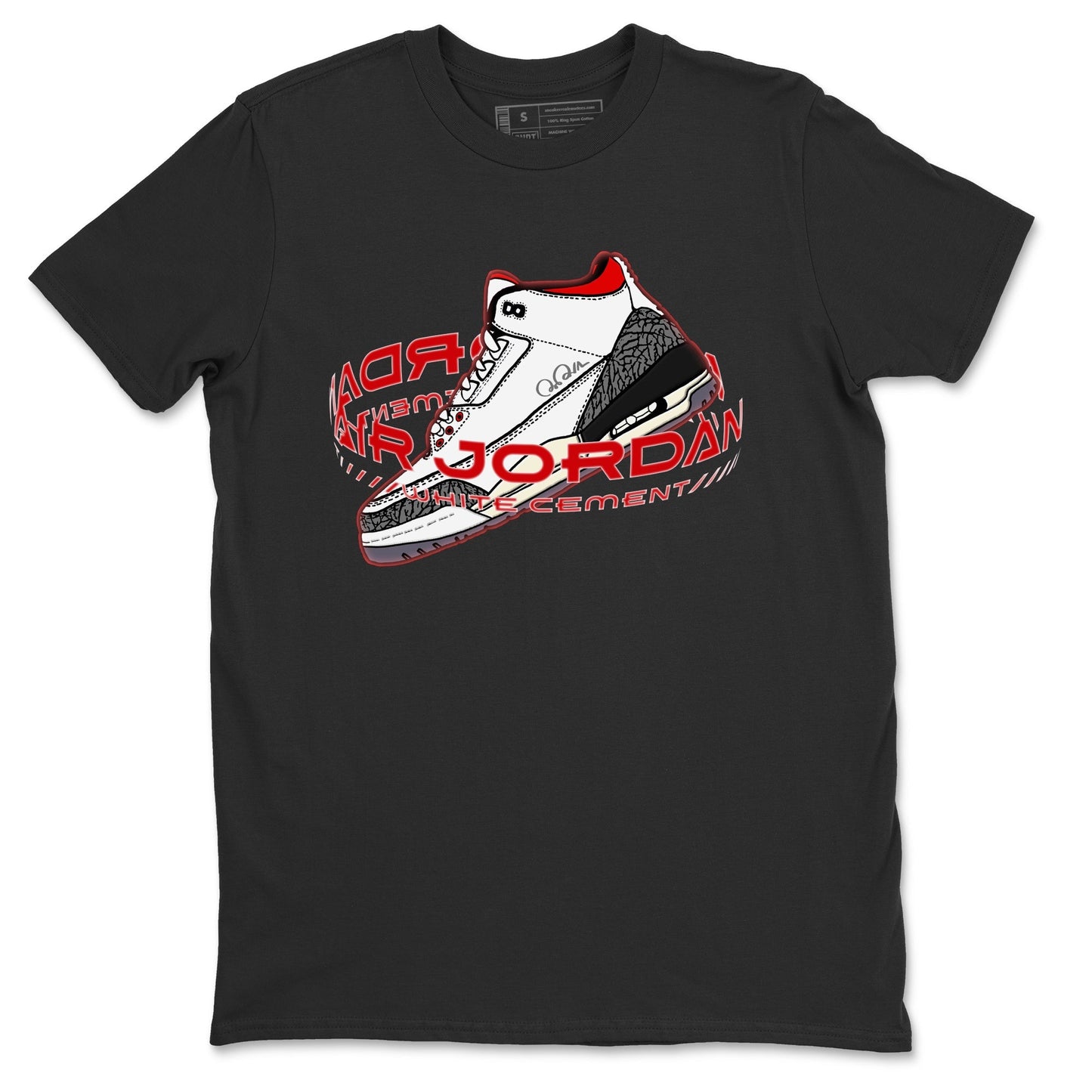 Air Jordan 3 White Cement Sneaker Tees Drip Gear Zone Warping Space Sneaker Tees AJ3 White Cement Shirt Unisex Shirts Black 2
